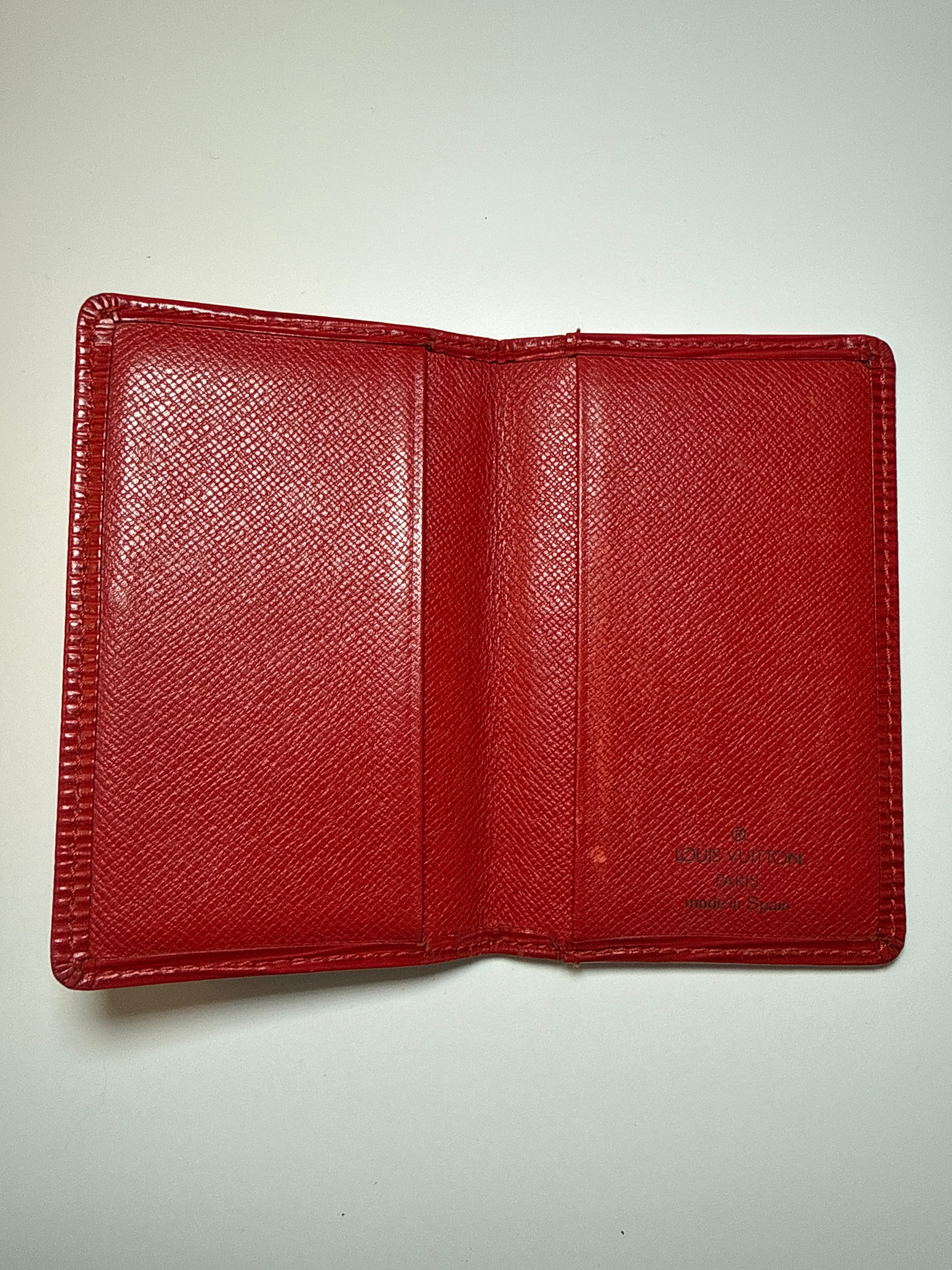 Louis Vuitton Red Epi Leather Card Case / Business Card Holder - Made in Spain