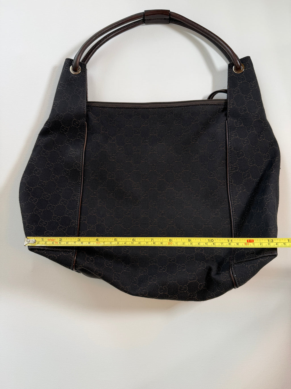 Gucci Monogram Hobo Canvas Shoulder Bag