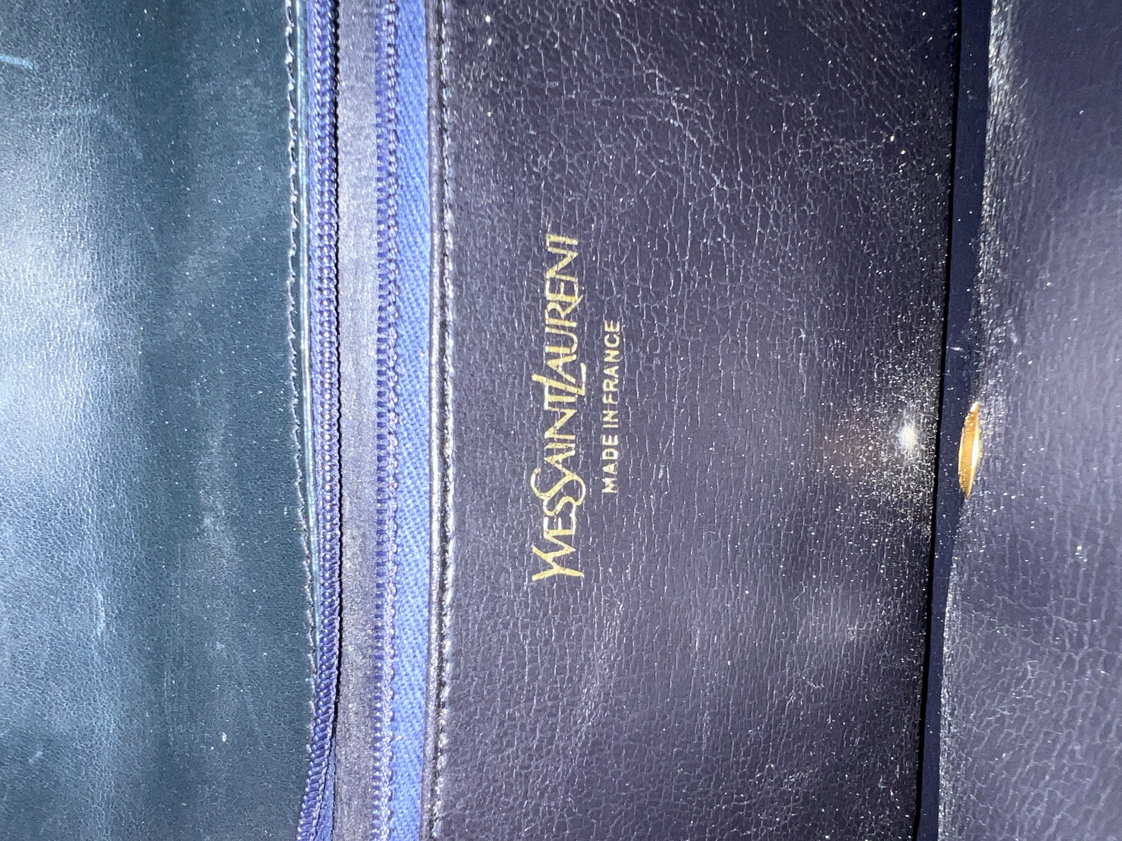 Vintage Yves Saint Laurent Black Leather Envelope Clutch