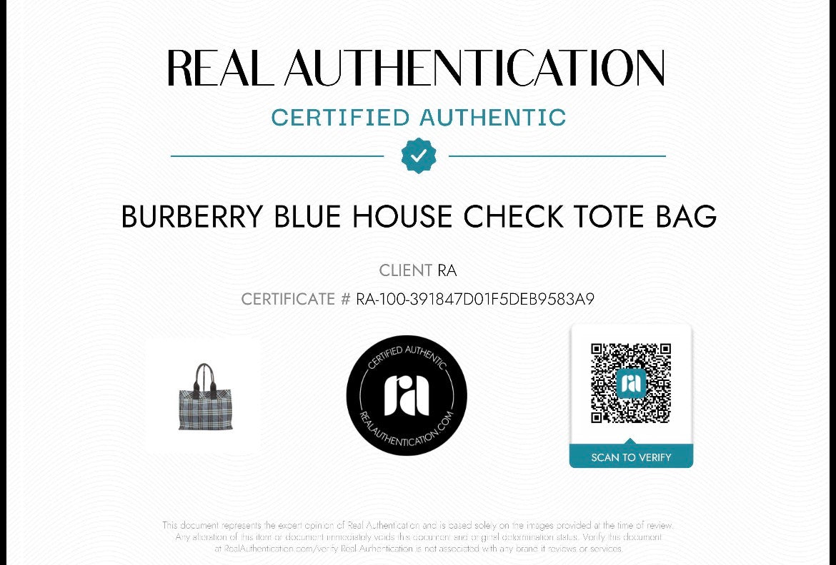 Burberry Blue House Check Tote Bag