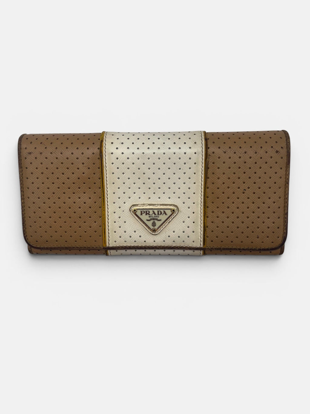 Prada Perforated Saffiano Leather Continental Wallet
