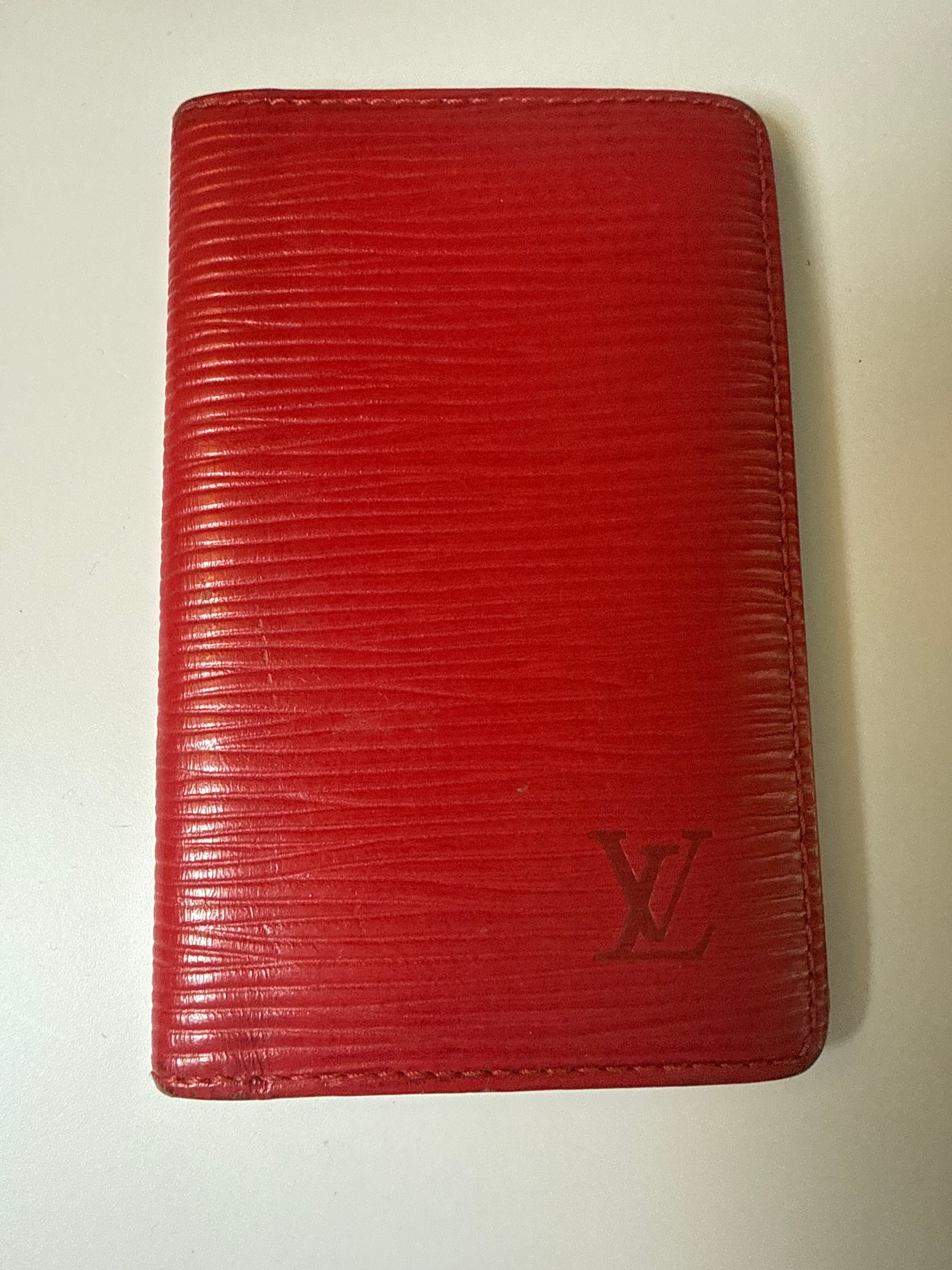 Louis Vuitton Red Epi Leather Card Case / Business Card Holder - Made in Spain