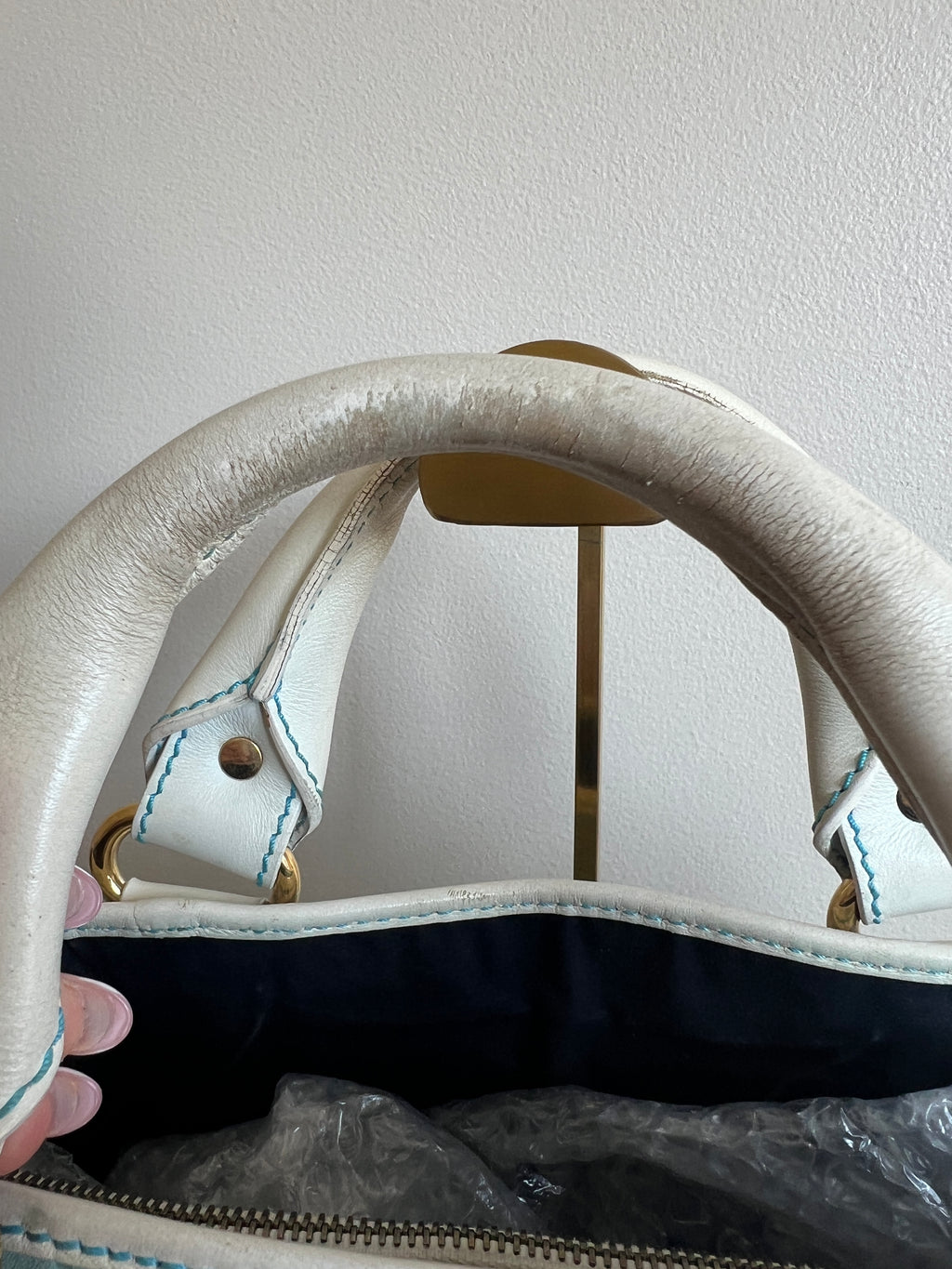 Celine Blue Suede Monogram Handbag