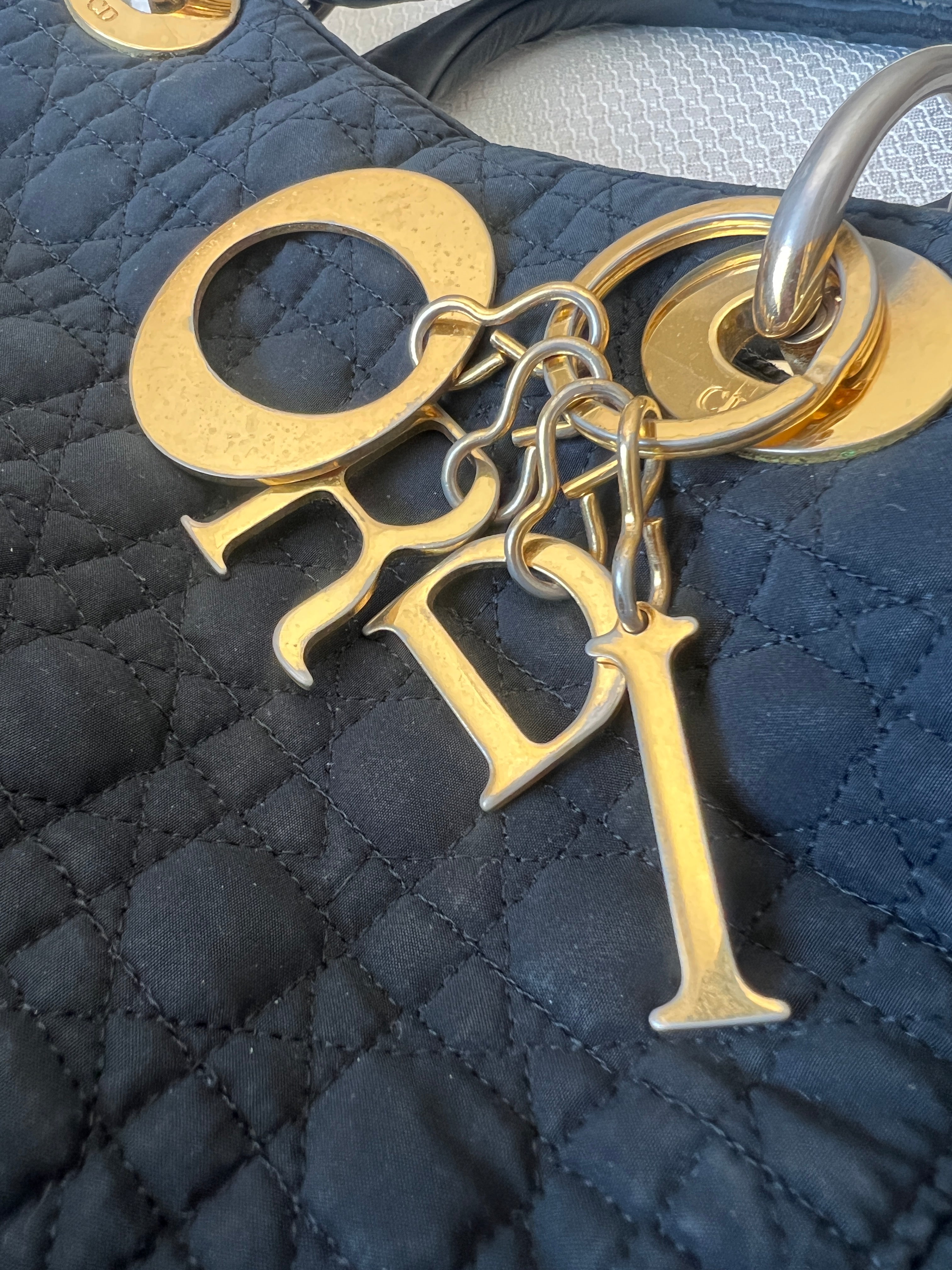 Christian Dior Canage Hand Bag Nylon Black