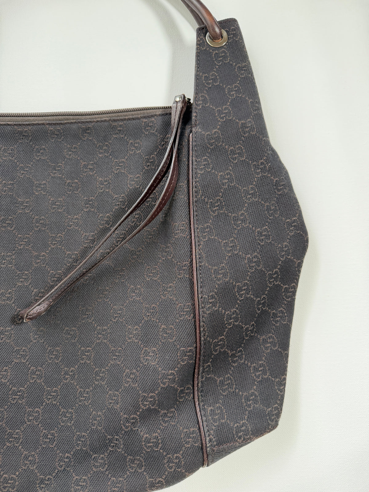 Gucci Monogram Hobo Canvas Shoulder Bag