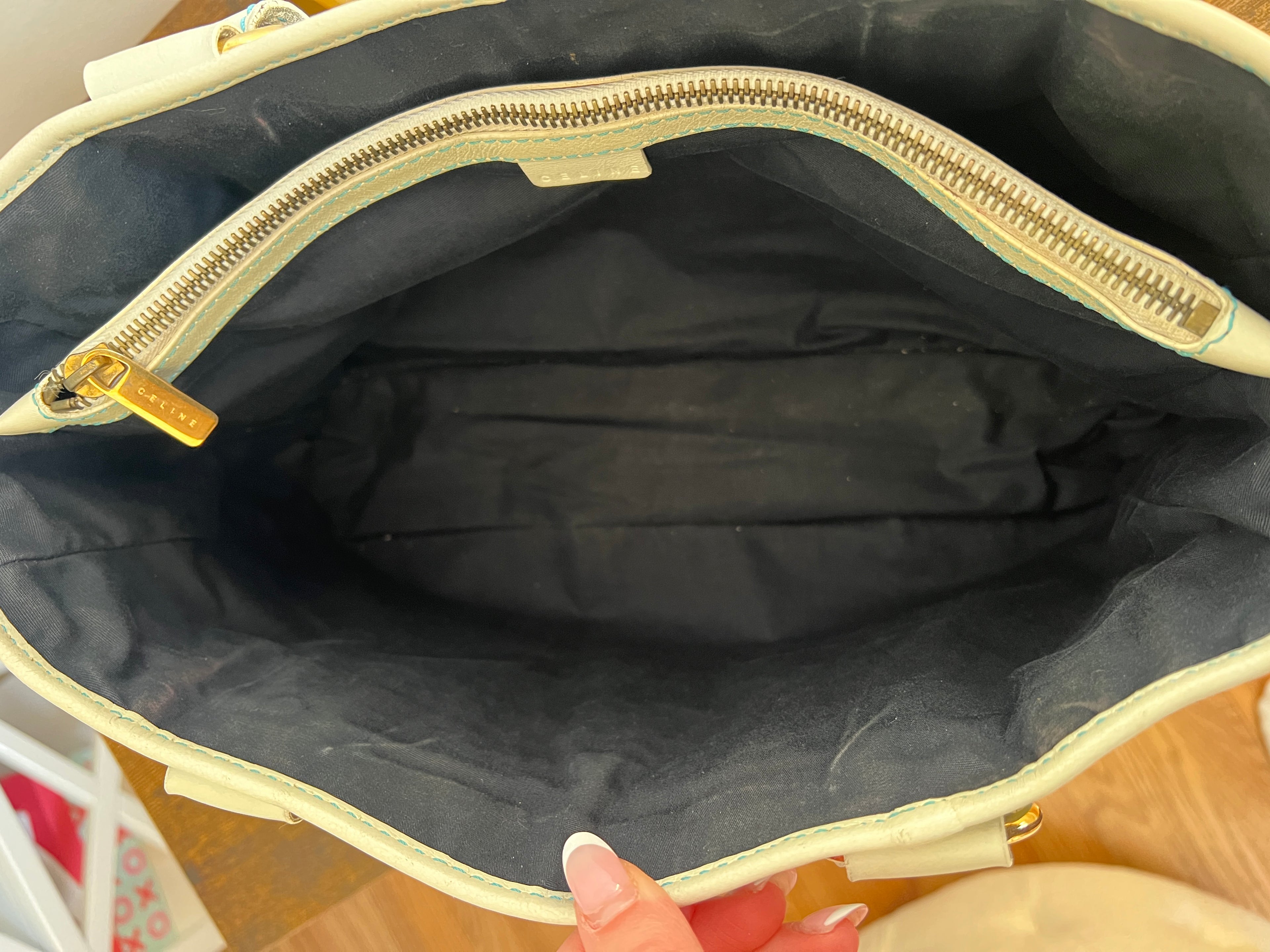 Celine Blue Suede Monogram Handbag