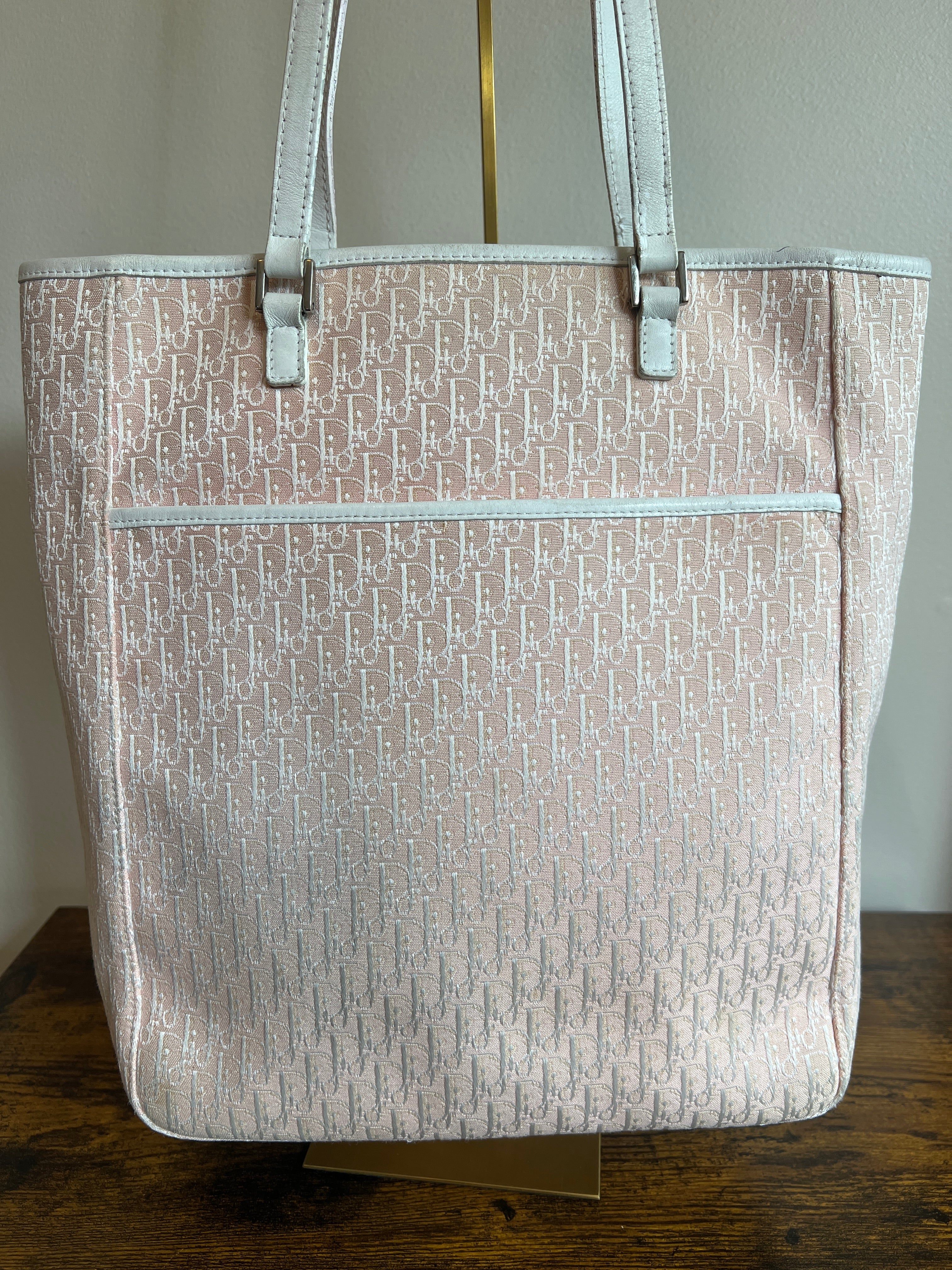 Christian Dior Pink Trotter Canvas Shoulder Tote