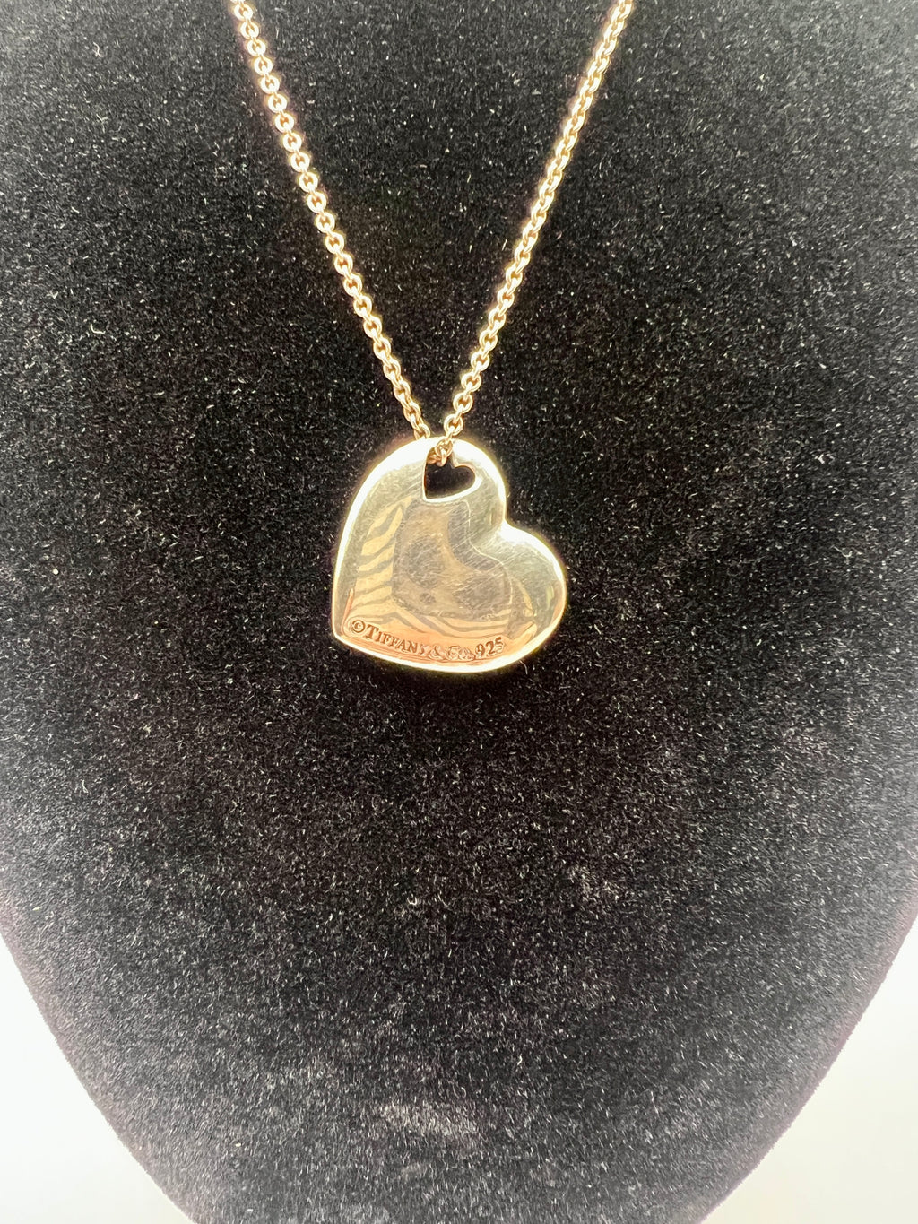 Tiffany and Co Sterling Silver Solid Pierced Double Heart Necklace