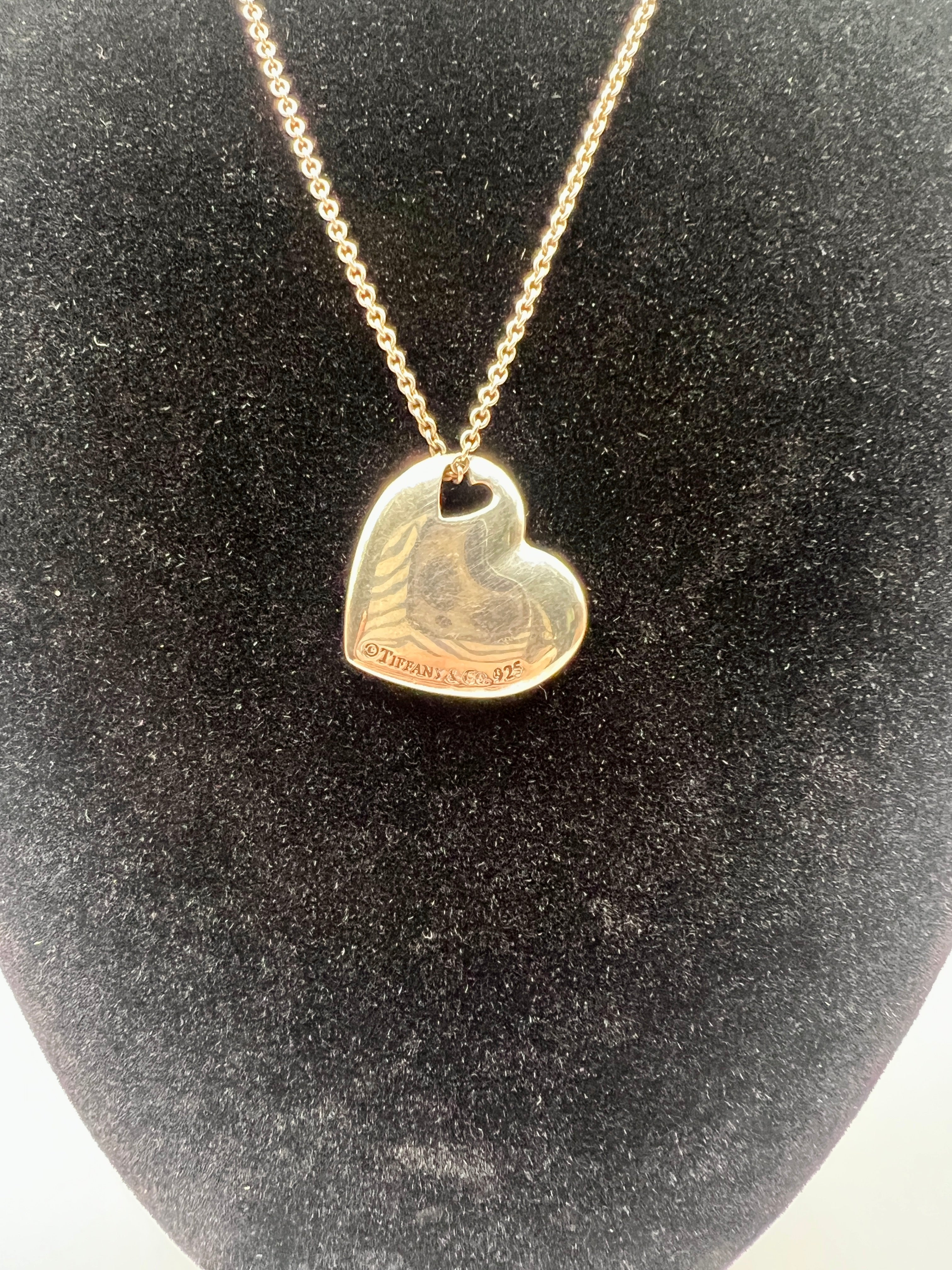 Tiffany and Co Sterling Silver Solid Pierced Double Heart Necklace
