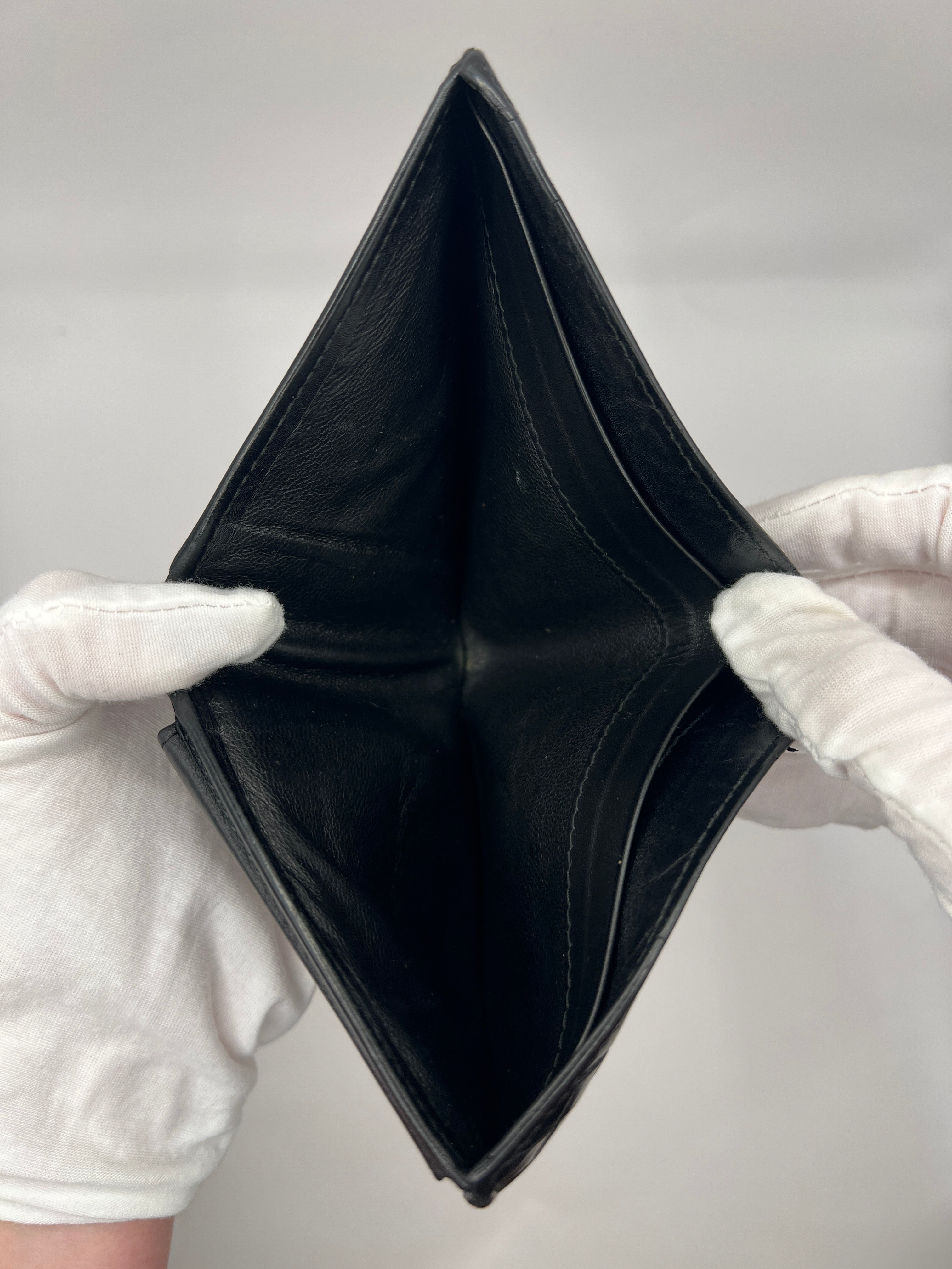 Bottega Veneta Black Intrecciato Bifold Wallet