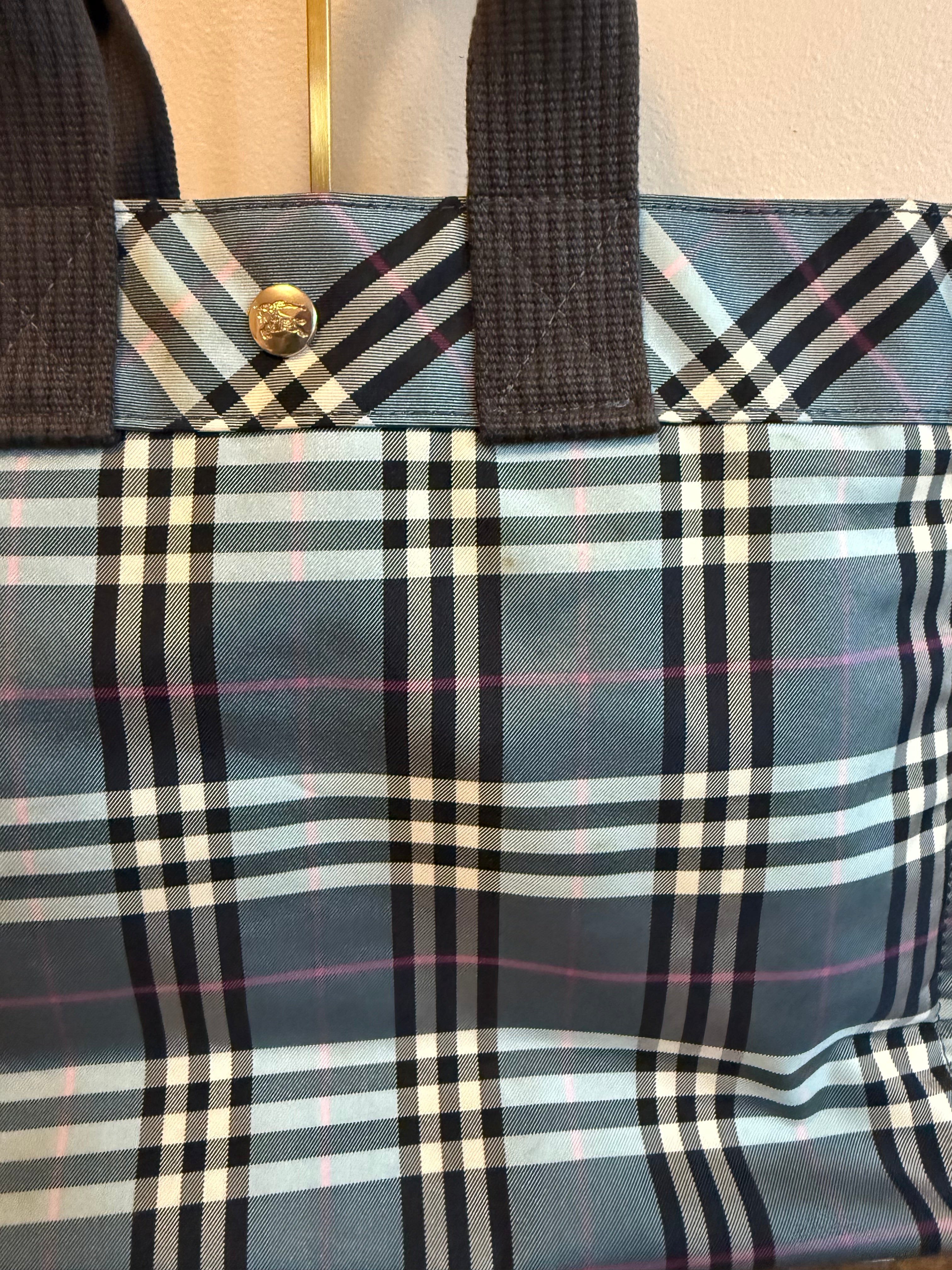 Burberry Blue Nova Check Nylon Tote
