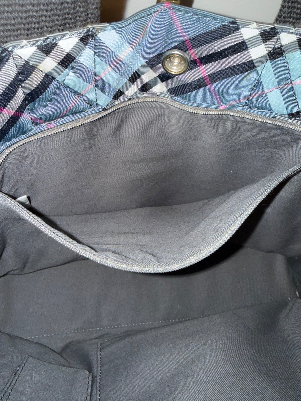 Burberry Blue Nova Check Nylon Tote