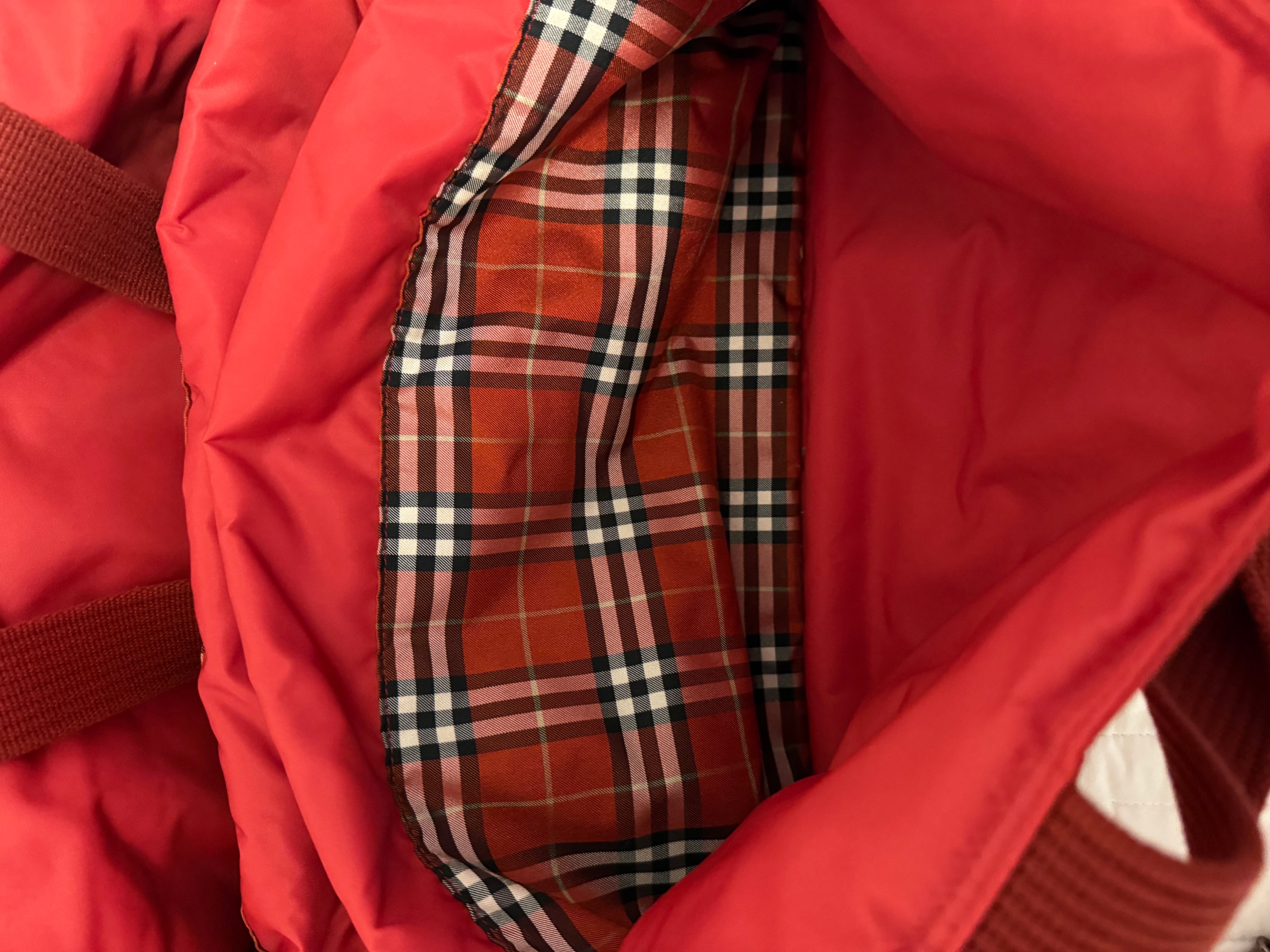 Burberry Blue Label red nylon 2-way Duffle Bag