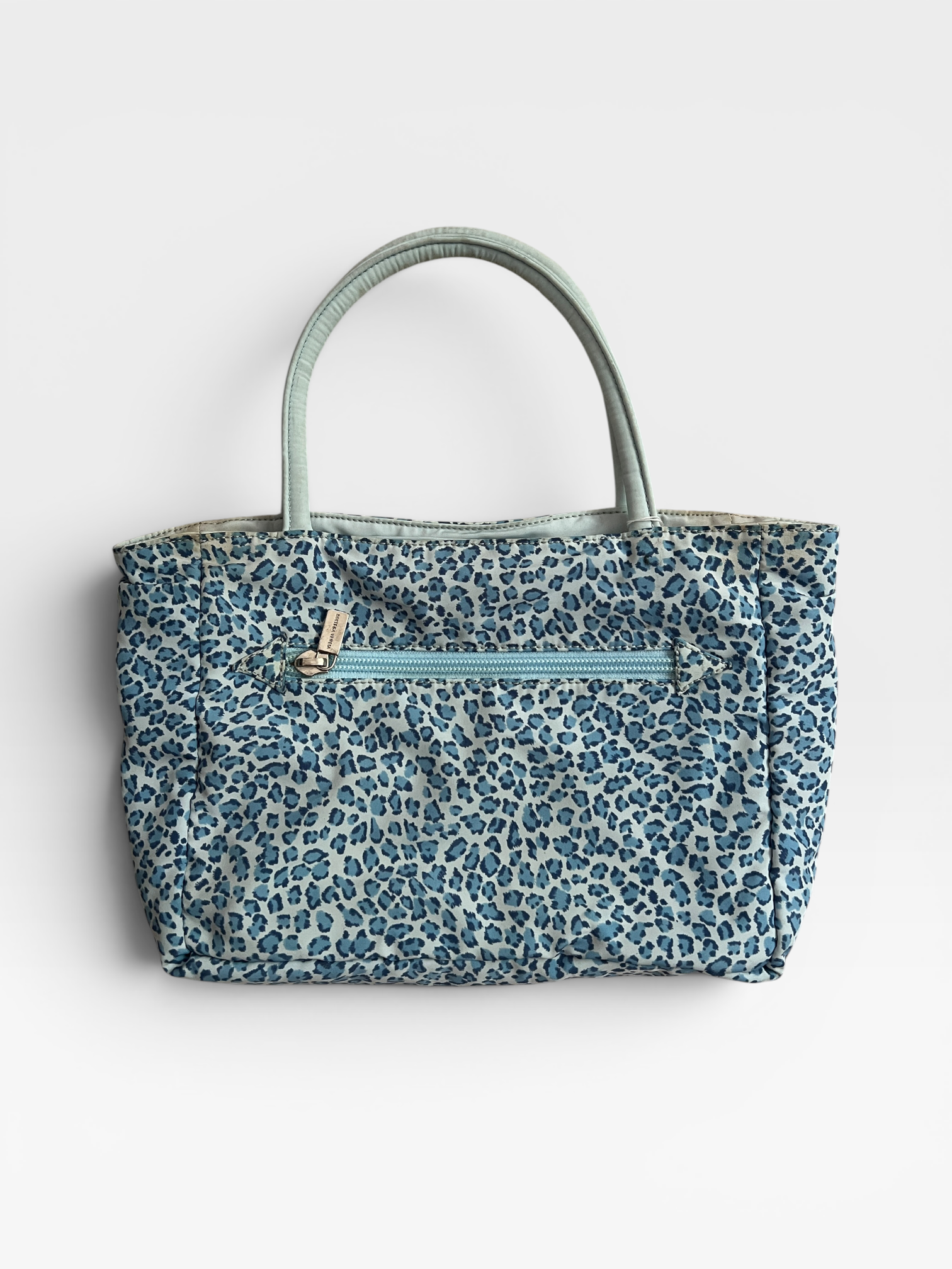 Bottega Veneta Blue Leopard Print Canvas Tote — Vintage Early 2000