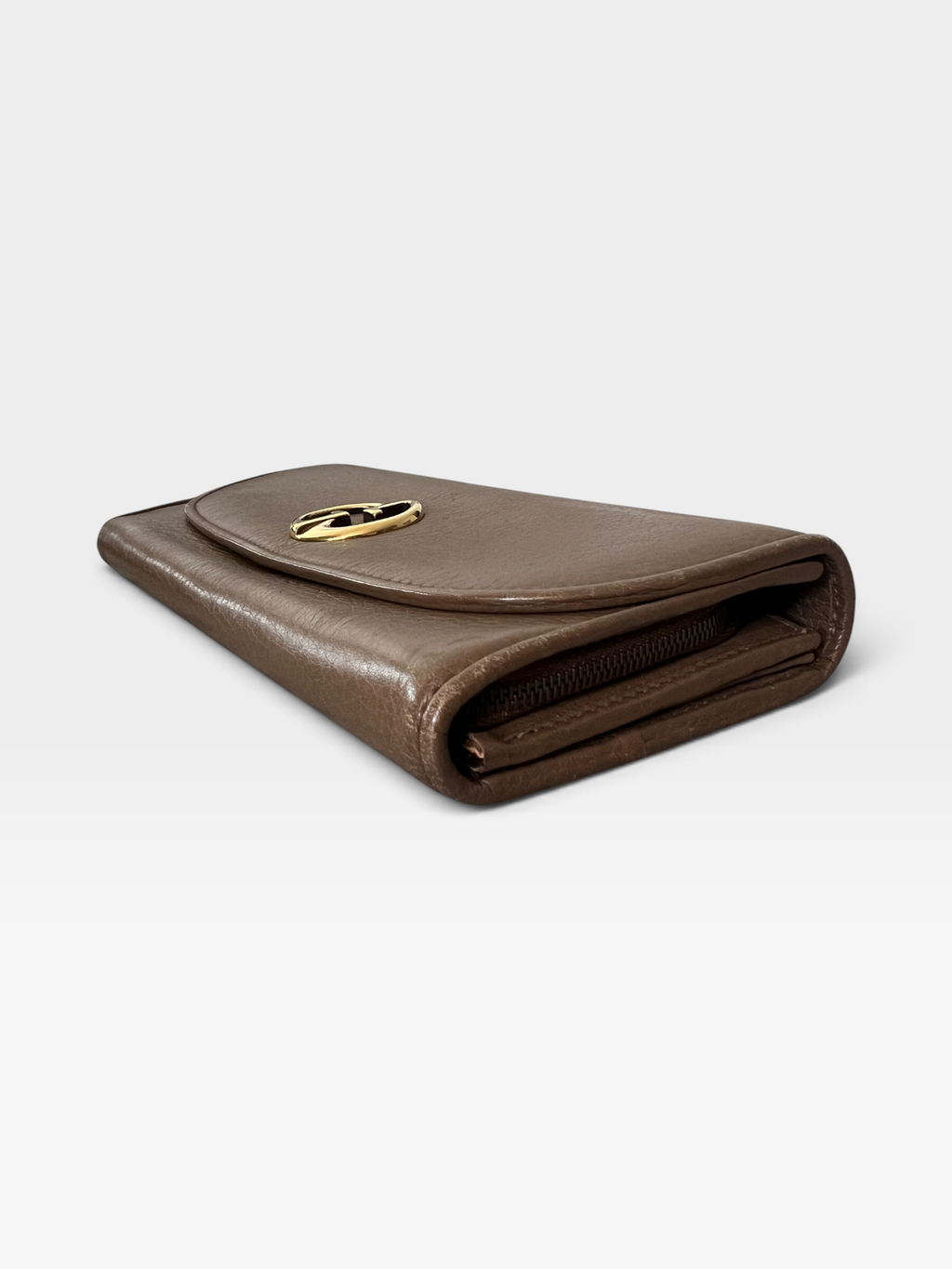 Gucci Interlocking GG Continental Wallet – Taupe Leather