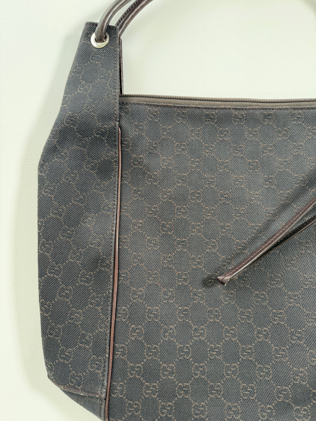 Gucci Monogram Hobo Canvas Shoulder Bag