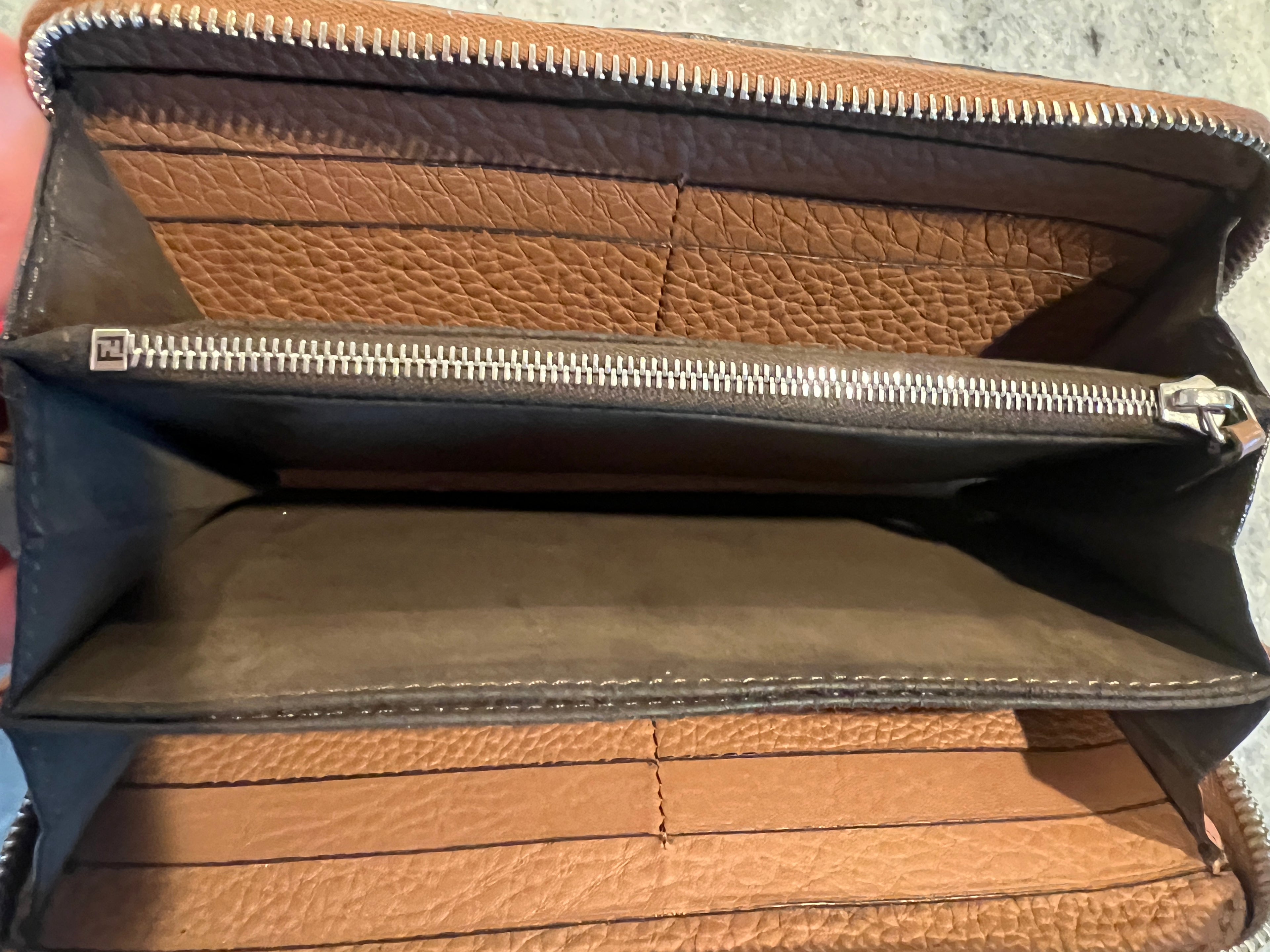 Fendi Selleria Leather Zip Around Wallet