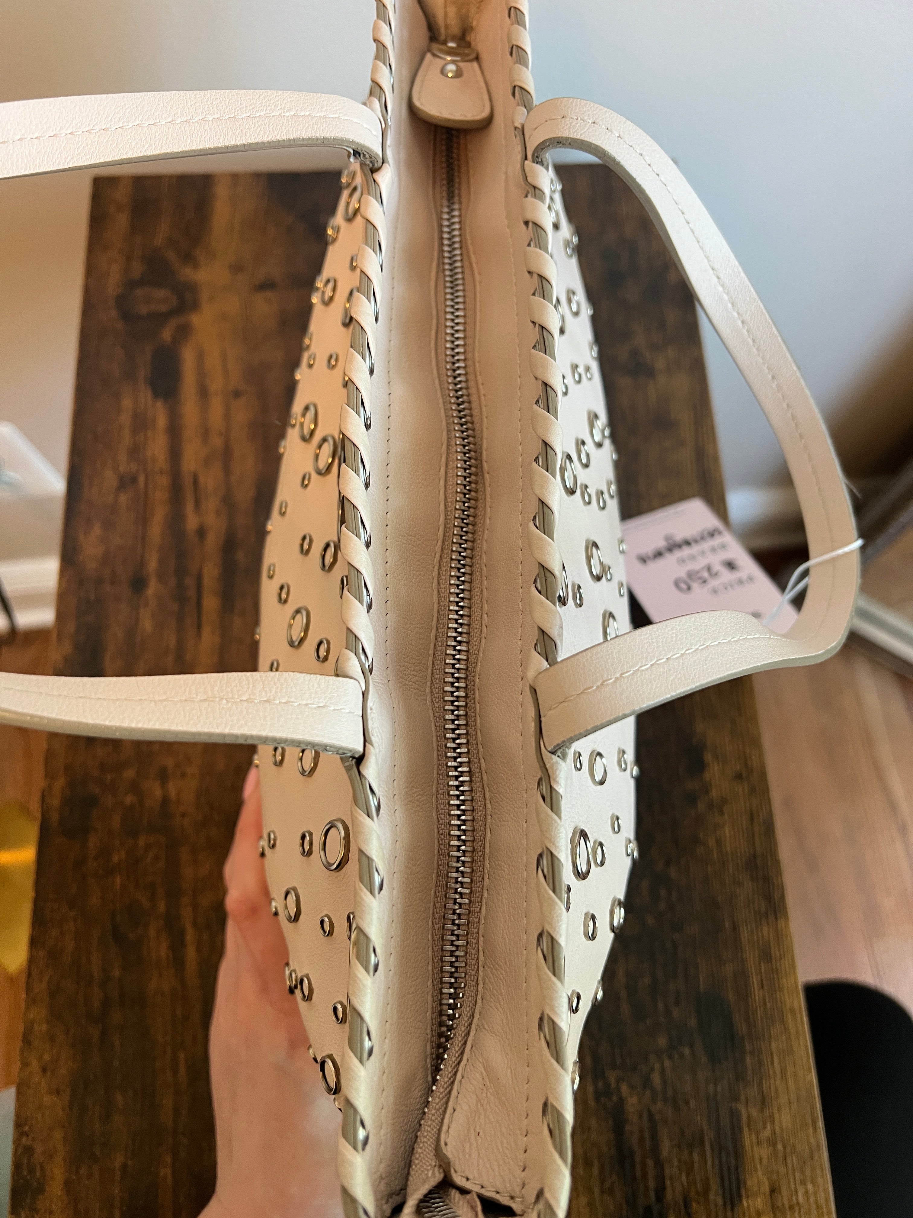 Salvatore Ferragamo Blush Gancini Studded Leather Tote Bag