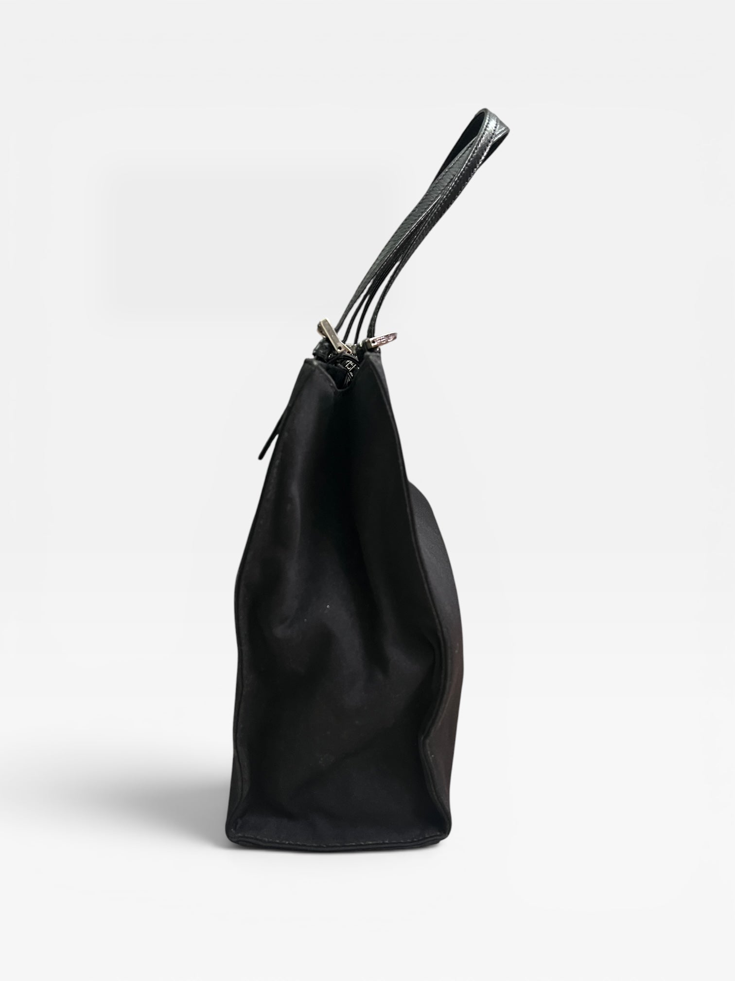 Vintage Fendi Black Nylon Zucca Buckle Tote