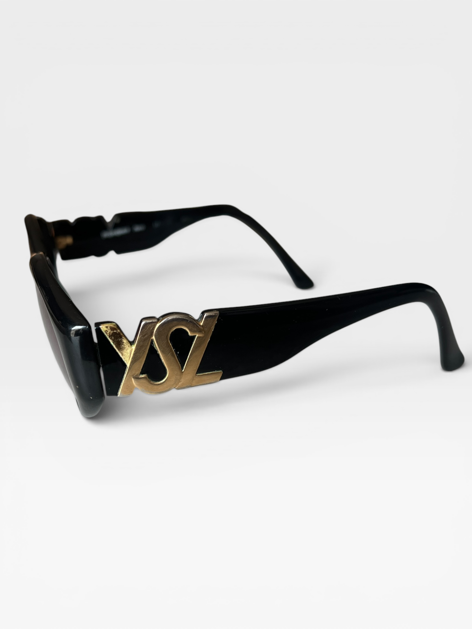 Yves Saint Laurent YSL Logo Oval Sunglasses – Black