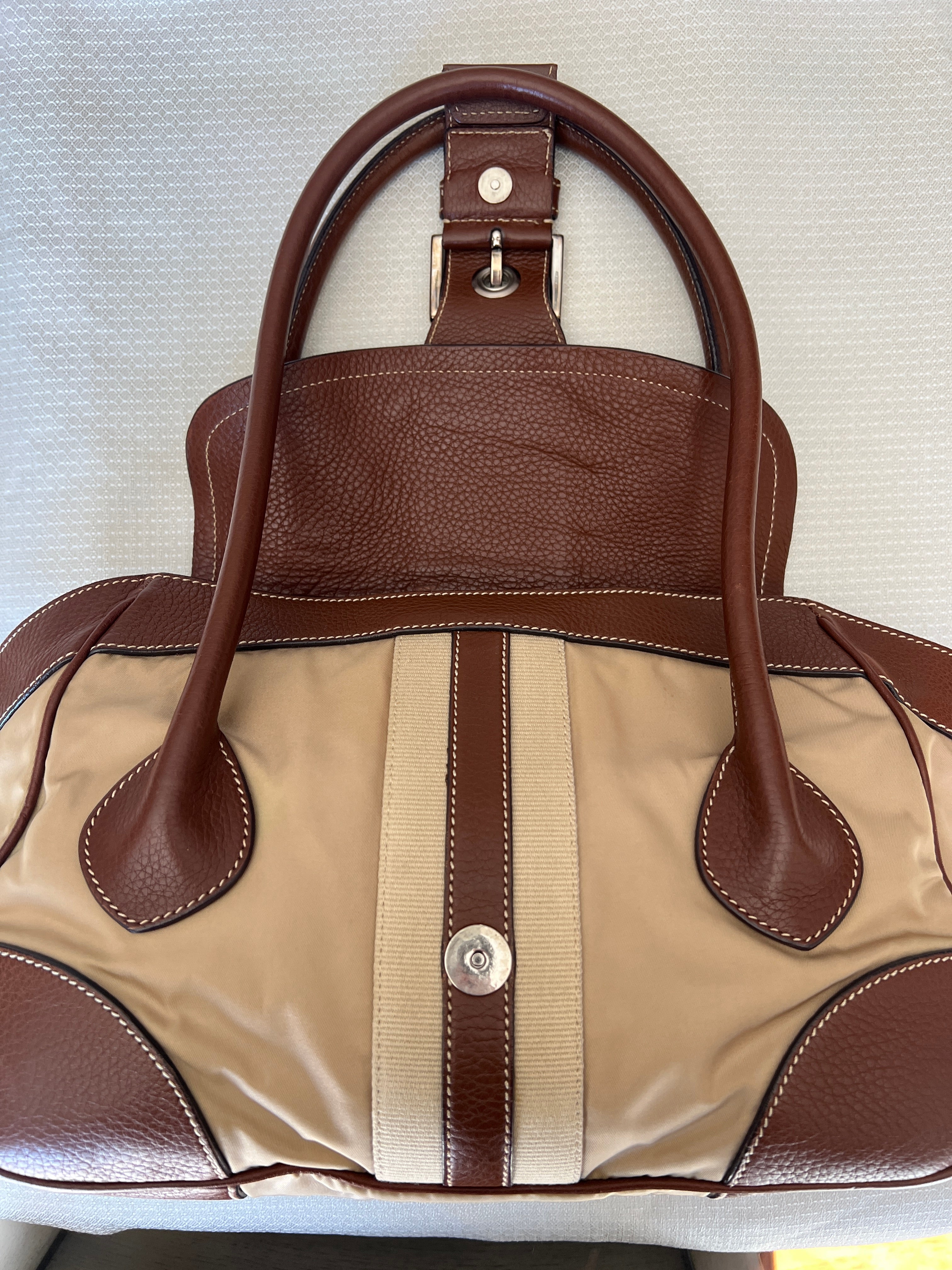 Prada Tessuto Shoulder Bag Brown/Beige