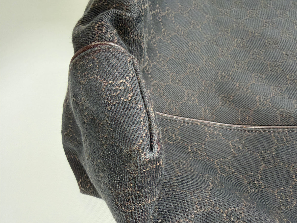 Gucci Monogram Hobo Canvas Shoulder Bag