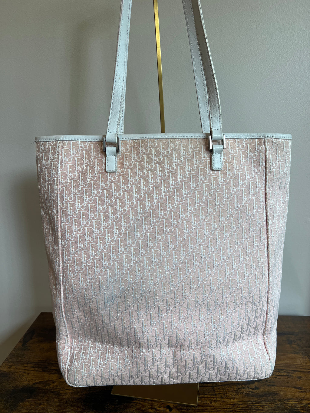 Christian Dior Pink Trotter Canvas Shoulder Tote