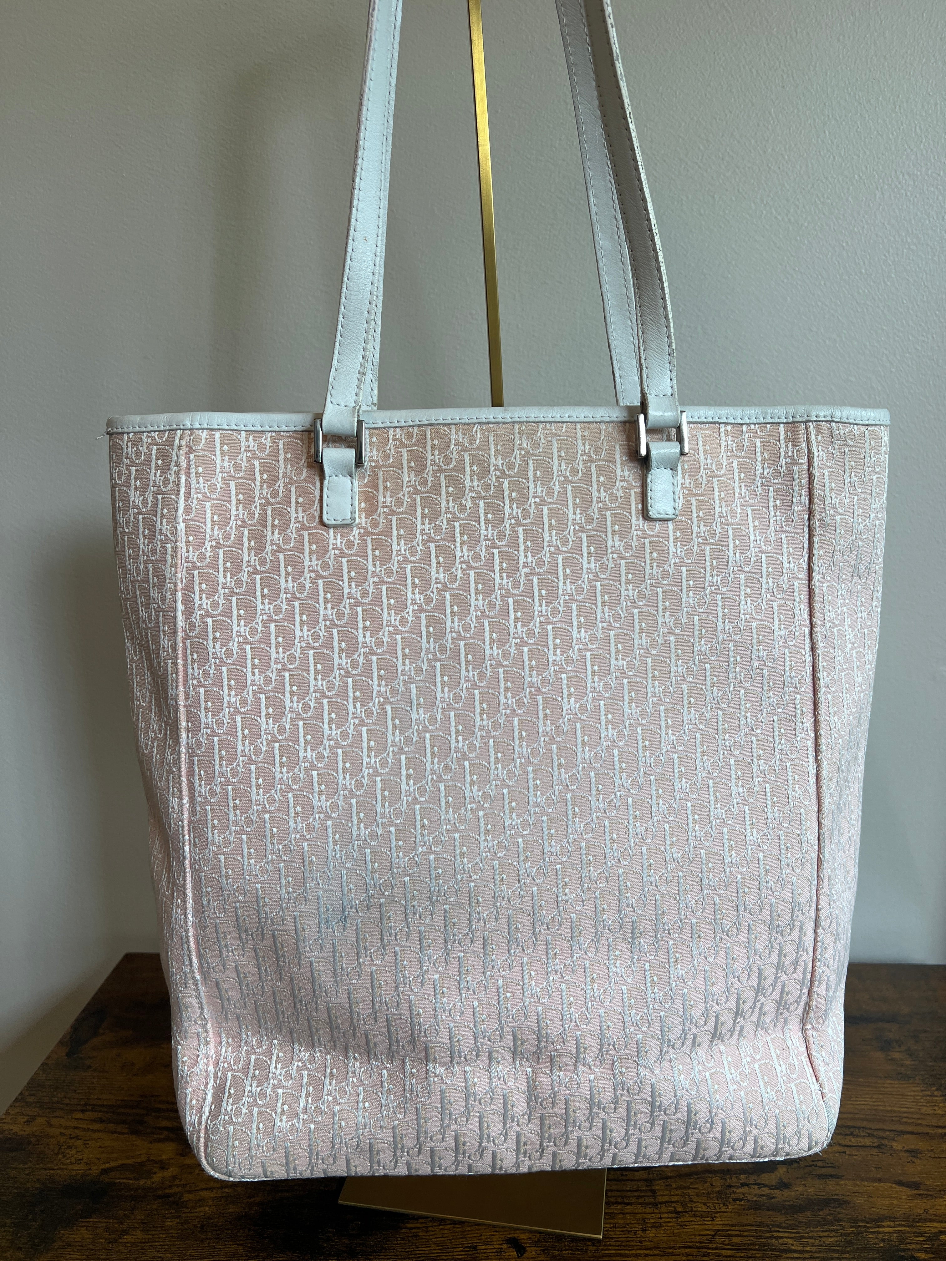Christian Dior Pink Trotter Canvas Shoulder Tote