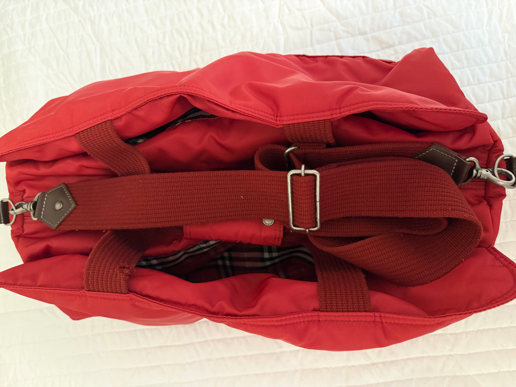 Burberry Blue Label red nylon 2-way Duffle Bag
