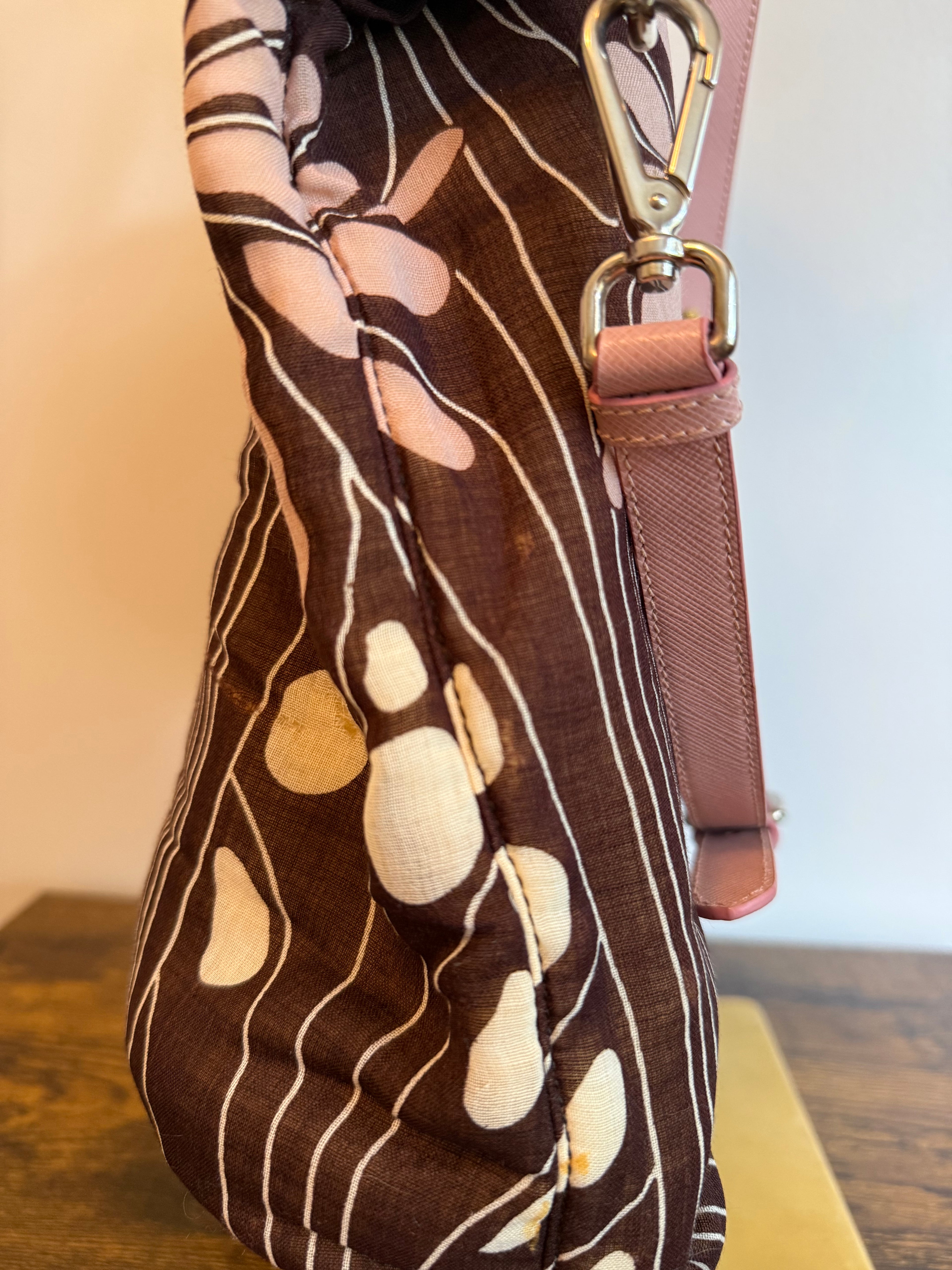 Prada 2WAY Printed Canvas Floral Tote Bag