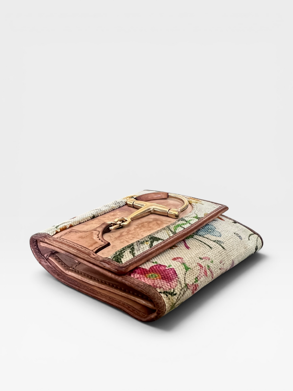 Gucci Floral Canvas Horsebit Trifold Wallet