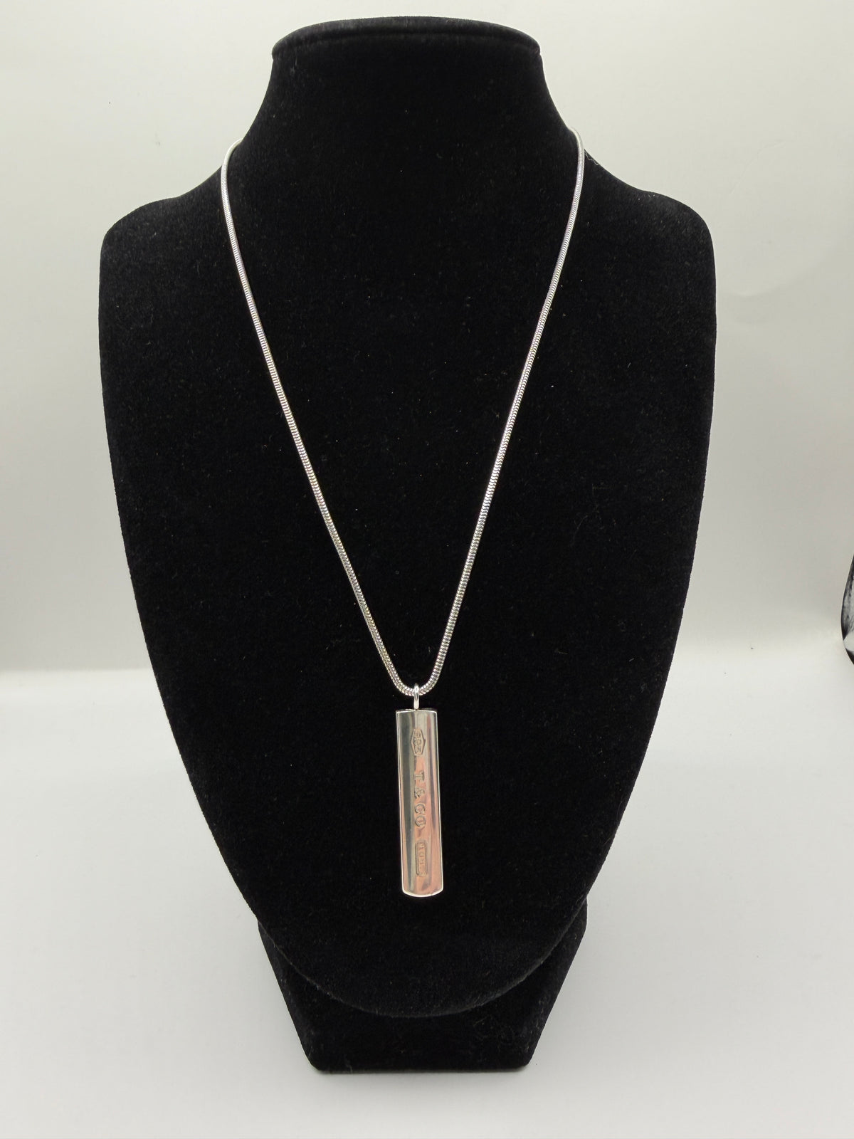 Tiffany & Co. Sterling Silver 1837 Bar Pendant Necklace