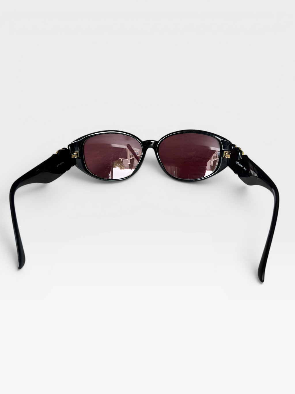 Yves Saint Laurent YSL Logo Oval Sunglasses – Black