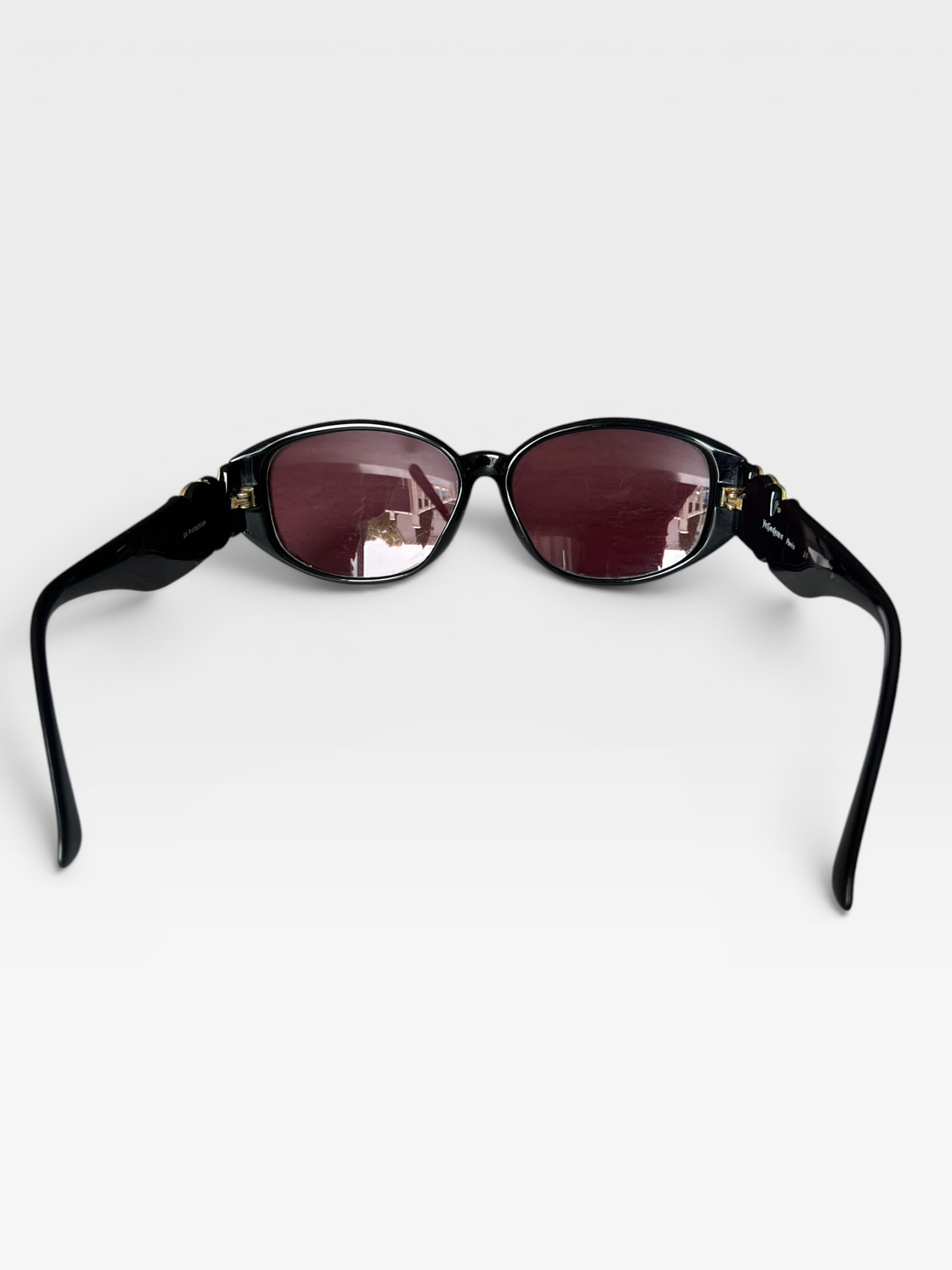 Yves Saint Laurent YSL Logo Oval Sunglasses – Black