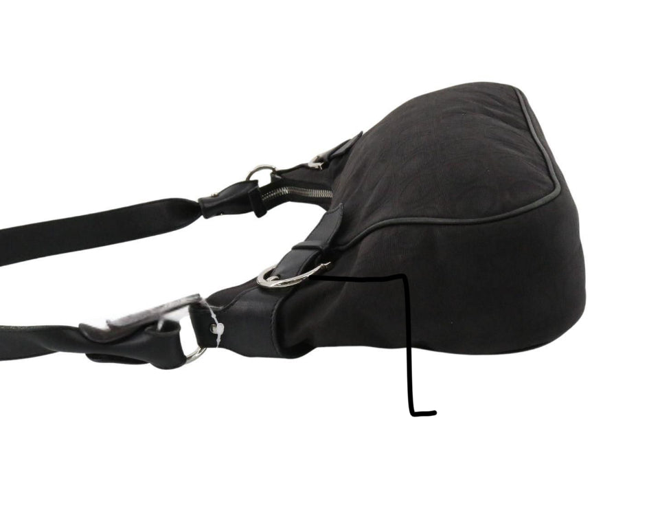 Ferragamo Black Gancini Canvas Shoulder Bag