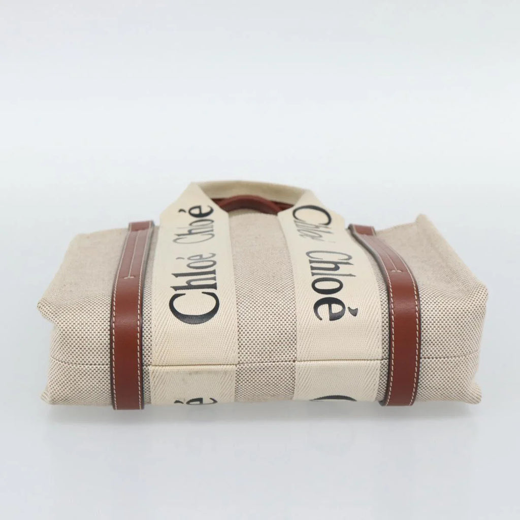 Chloe Woody Small Tote — Canvas & Leather, Signature Jacquard Straps