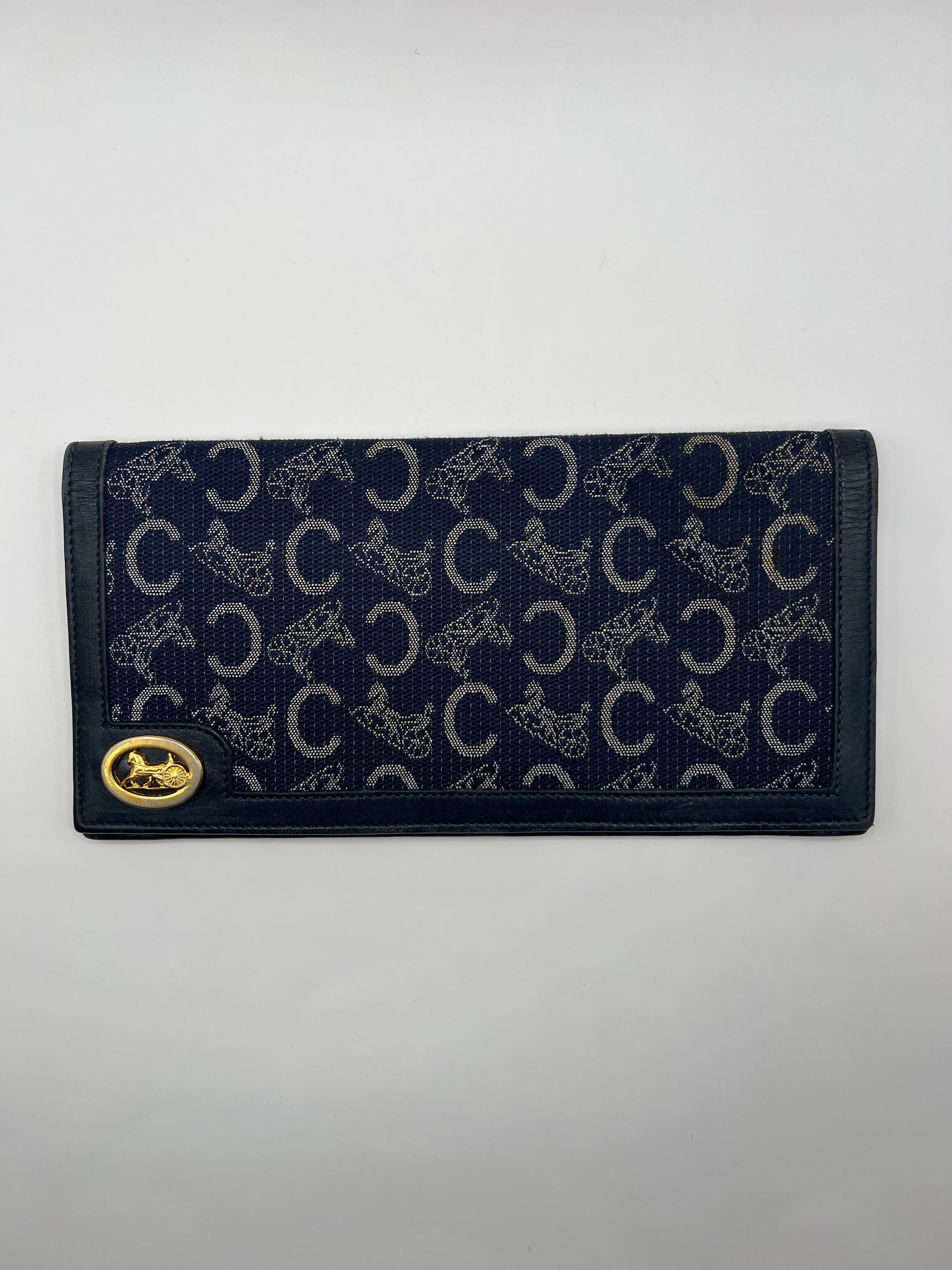 Céline Macadam Denim Horse Carriage Long Wallet