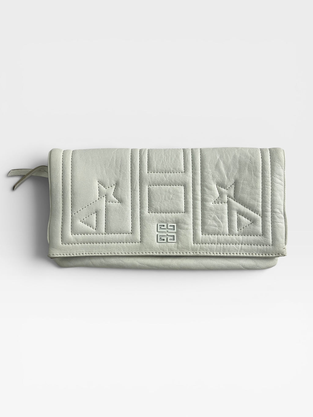 Givenchy White Leather Foldover Wallet Clutch