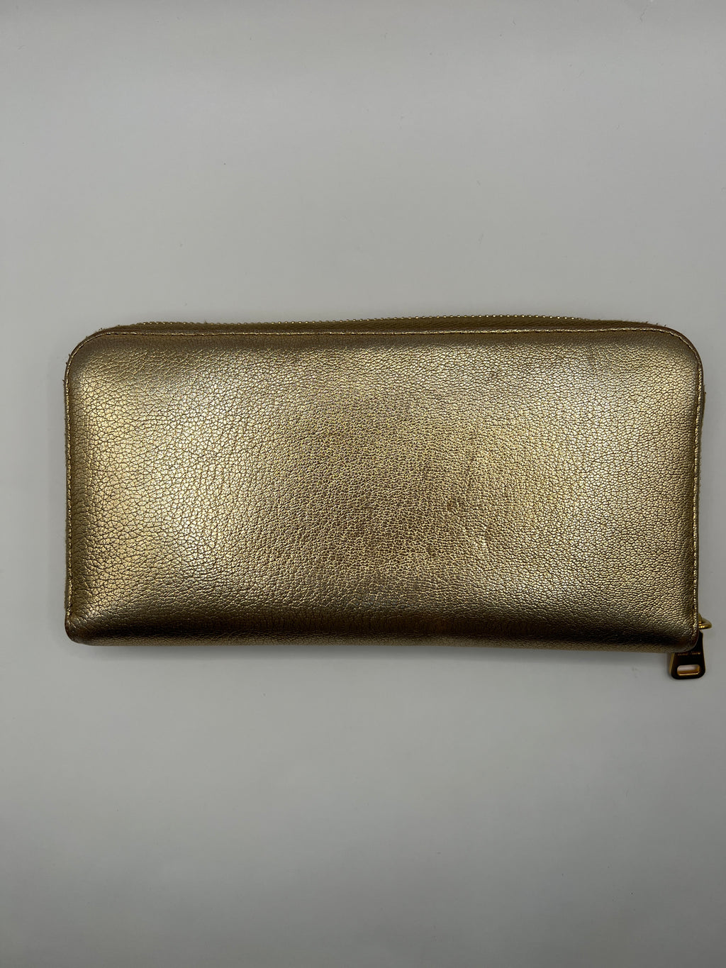 Miu Miu Gold Metallic Zip-Around Wallet