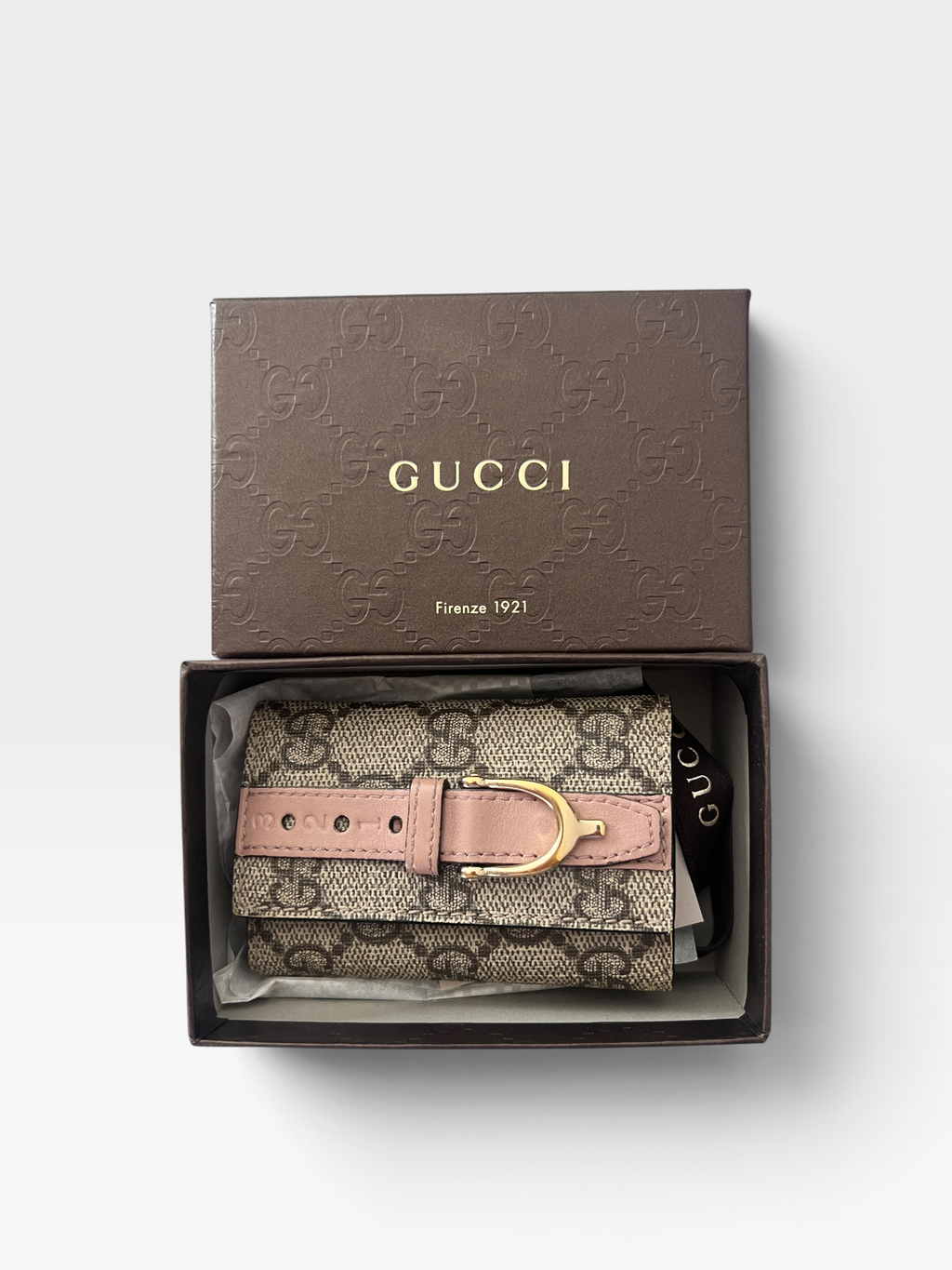 Gucci GG Supreme Canvas Horsebit Key Holder with Box
