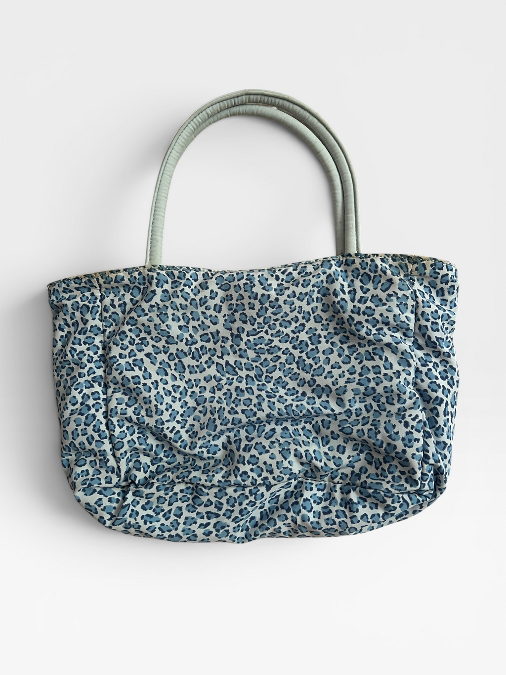 Bottega Veneta Blue Leopard Print Canvas Tote — Vintage Early 2000