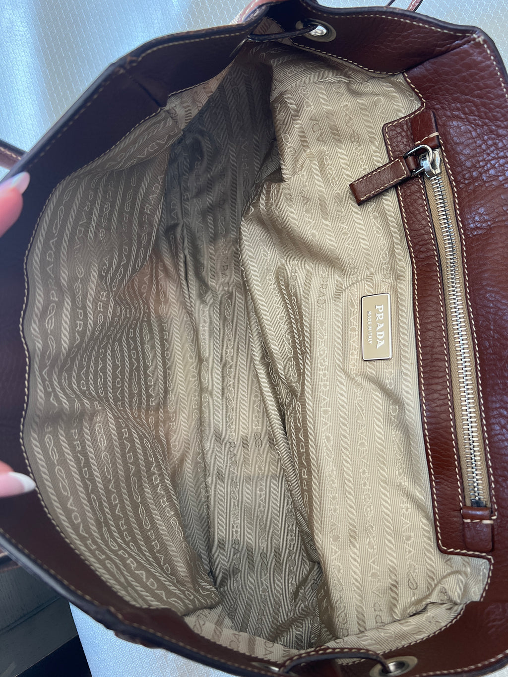 Prada Tessuto Shoulder Bag Brown/Beige