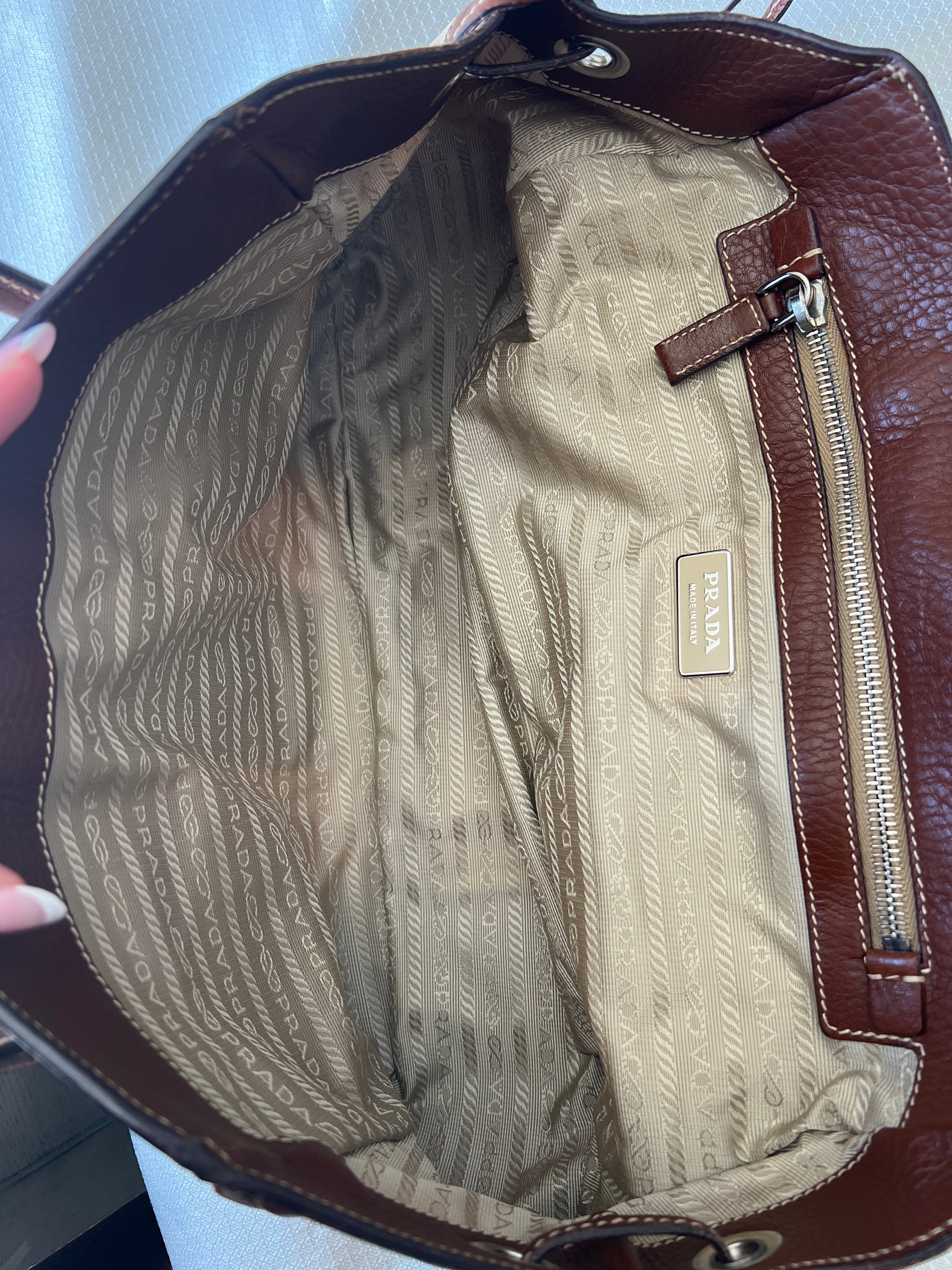 Prada Tessuto Shoulder Bag Brown/Beige