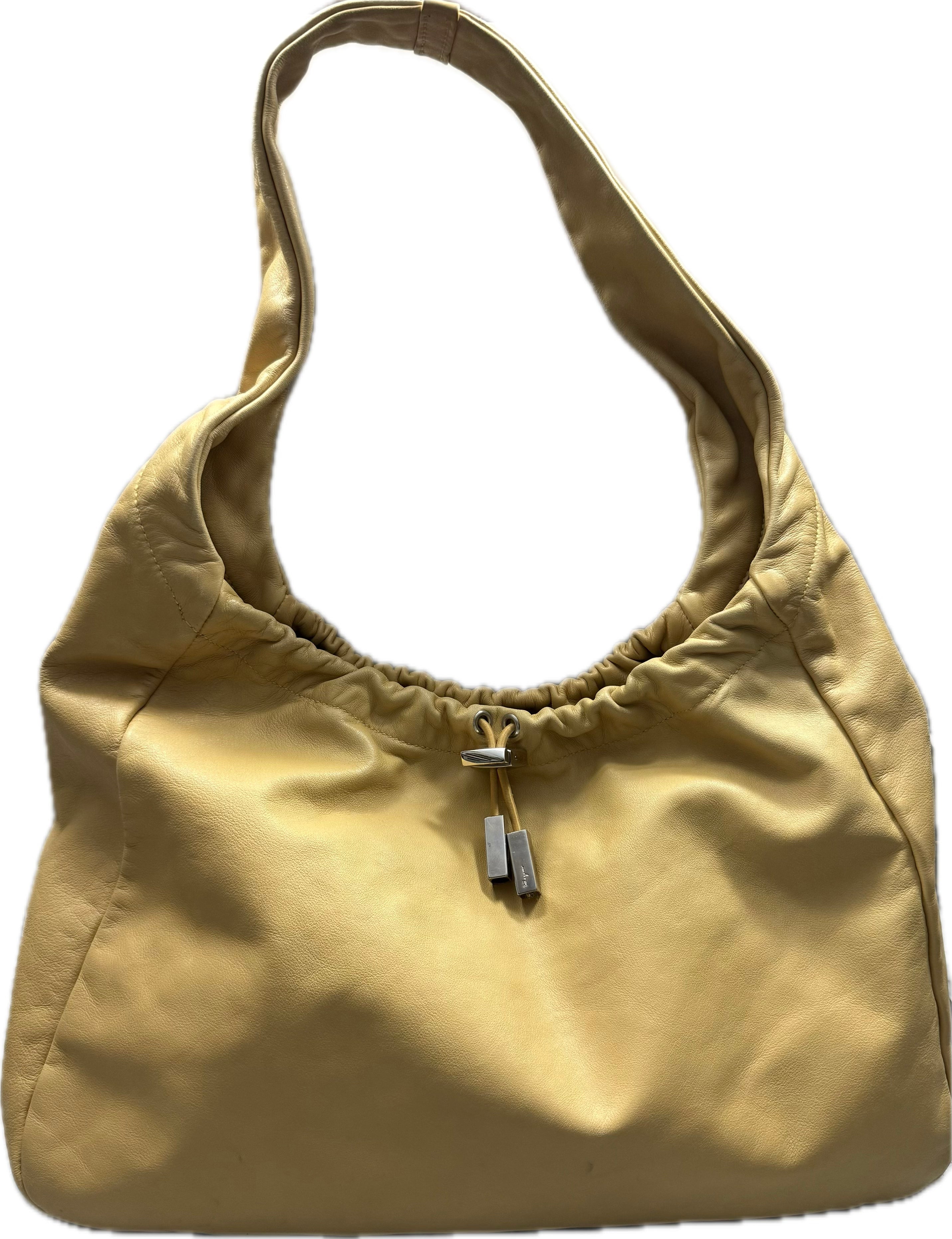 Ferragamo Yellow Leather Hobo Bag