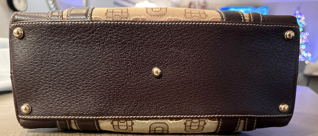 Gucci Horsebit Monogram Canvas & Leather Shoulder Bag