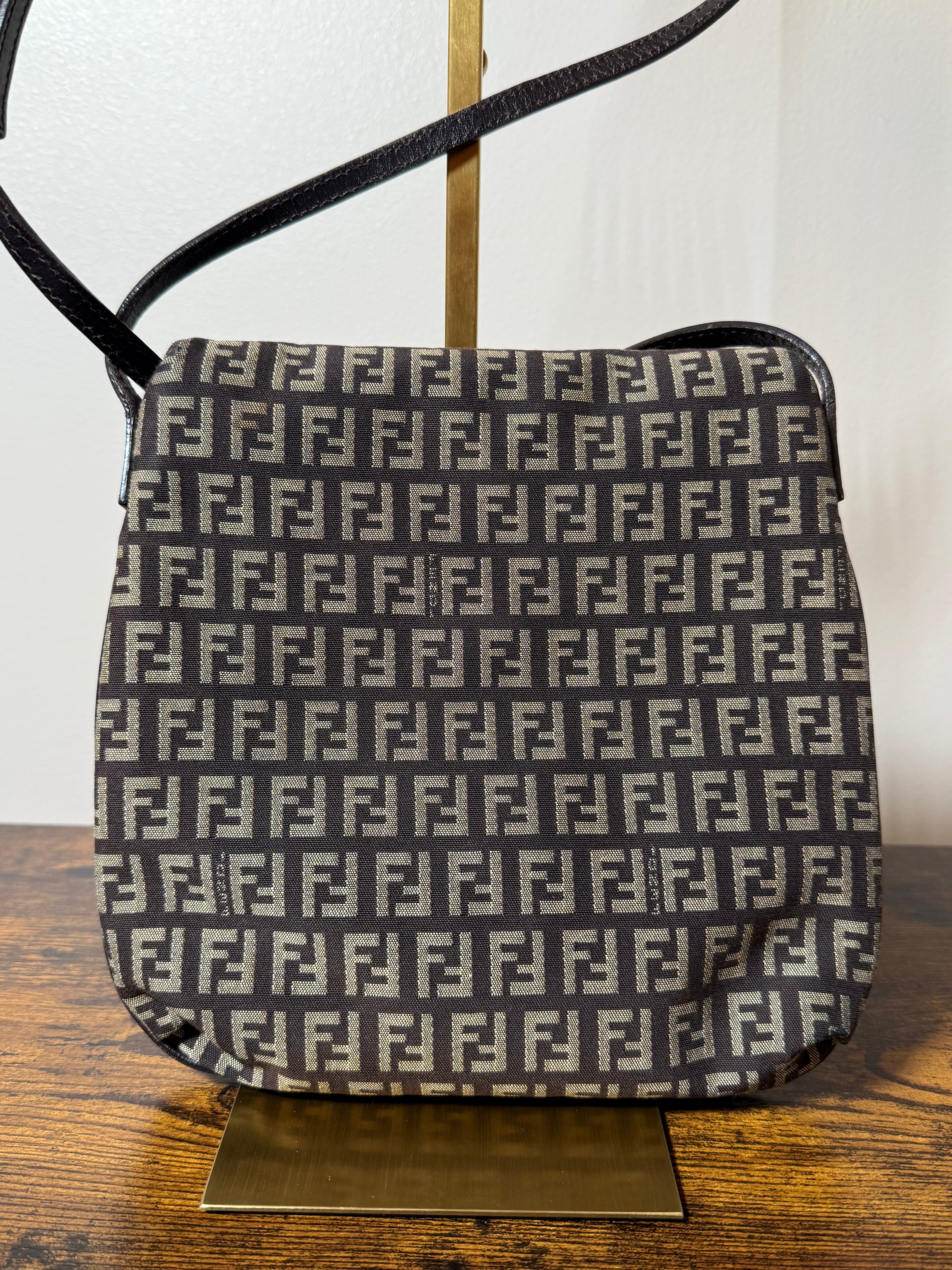 Fendi Zucca Canvas Flap Crossbody