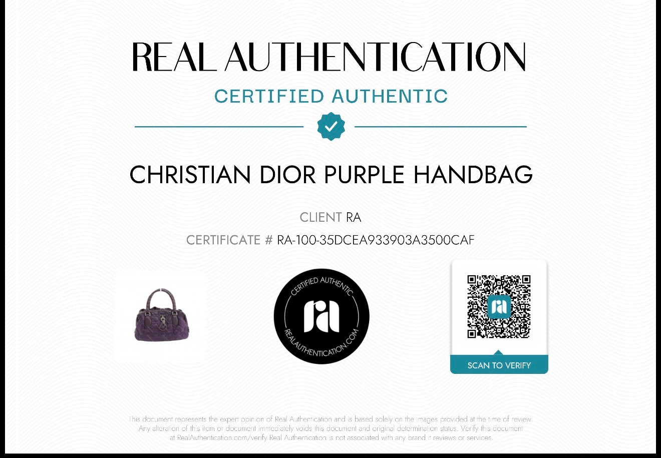 Christian Dior Cannage Purple Bag