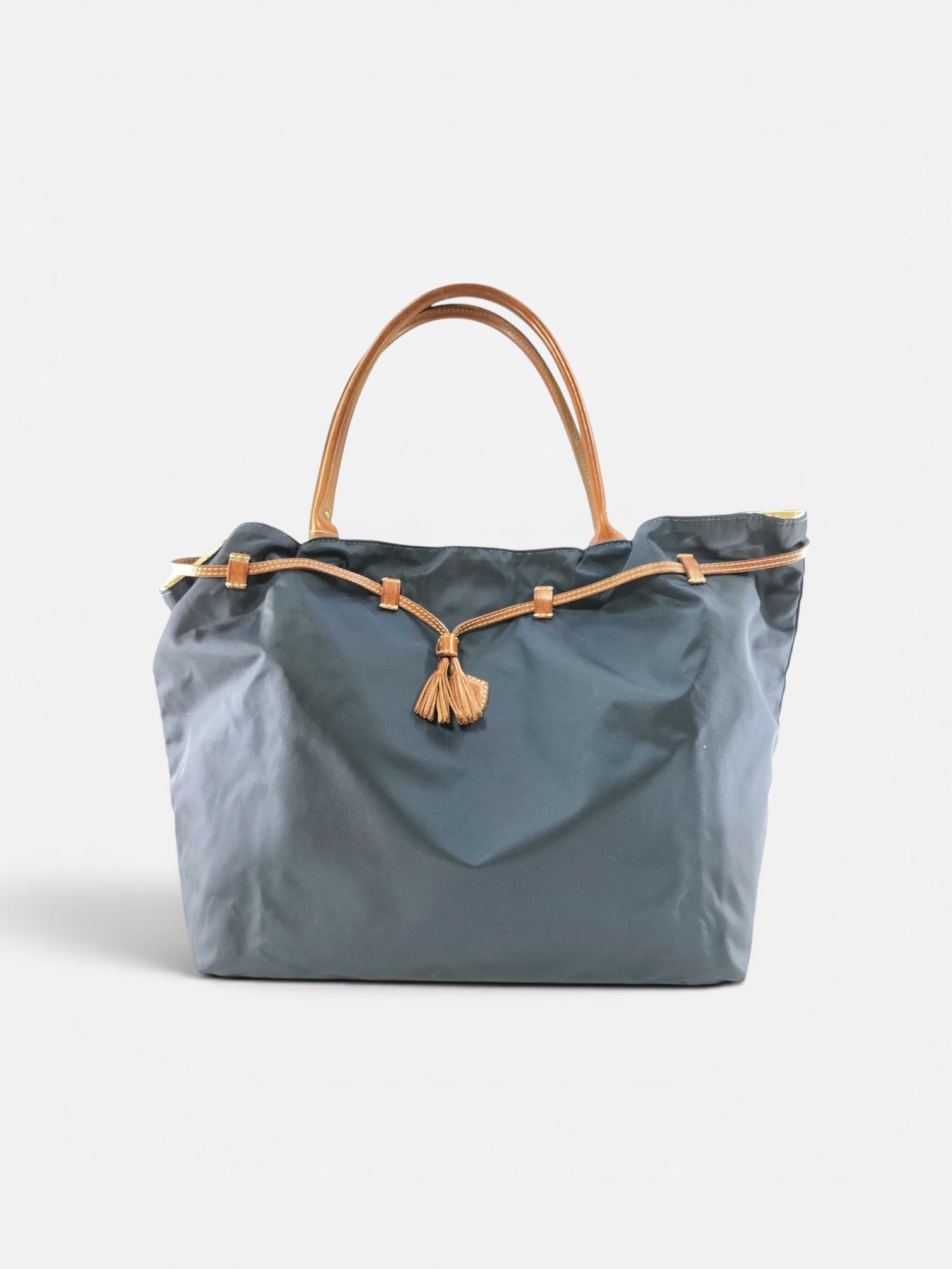 Felisi Nylon and Leather Tote Navy Tote Bag