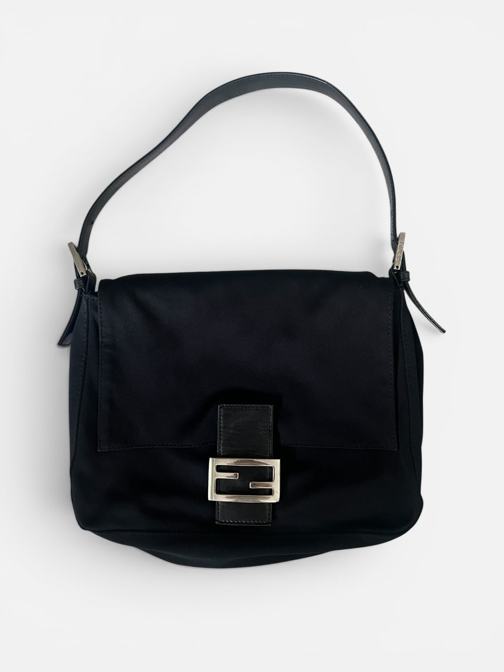 Fendi Black Nylon Mama Baguette Shoulder Bag