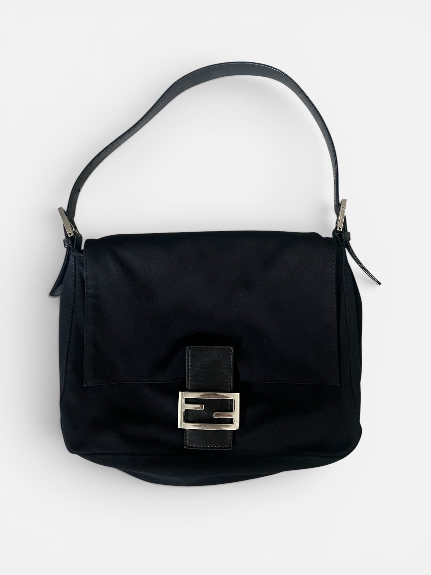 Fendi Black Nylon Mama Baguette Shoulder Bag